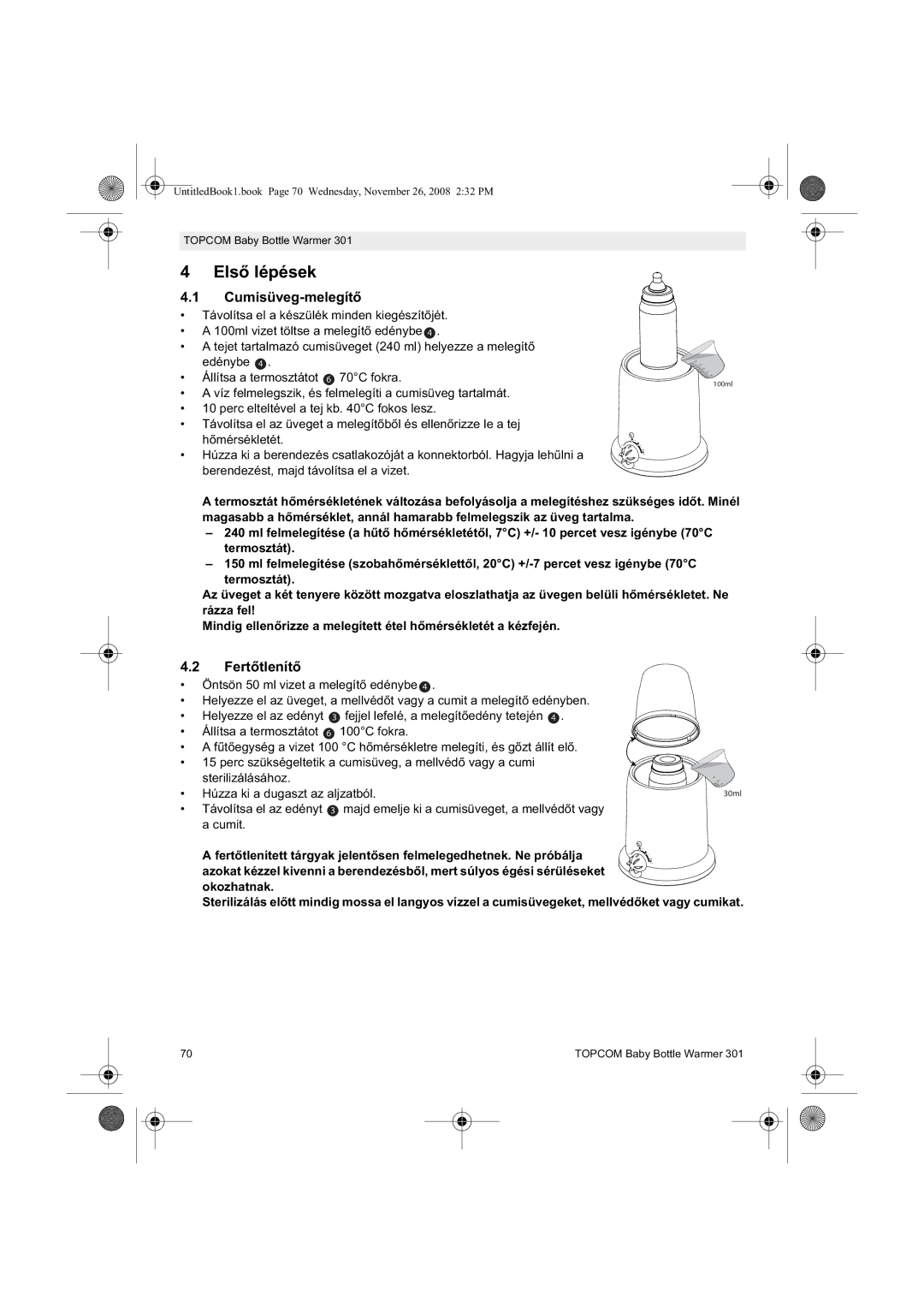 Topcom 301 manual do utilizador Elsek, Cumisüveg-melegít, Fert 