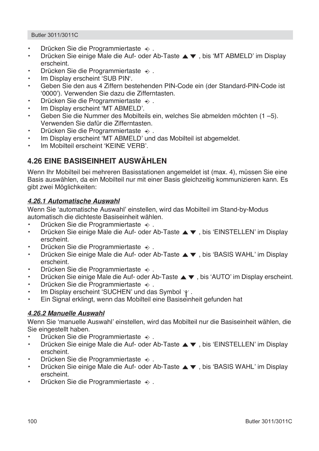 Topcom 3011 manual Eine Basiseinheit Auswählen, Automatische Auswahl, Manuelle Auswahl 