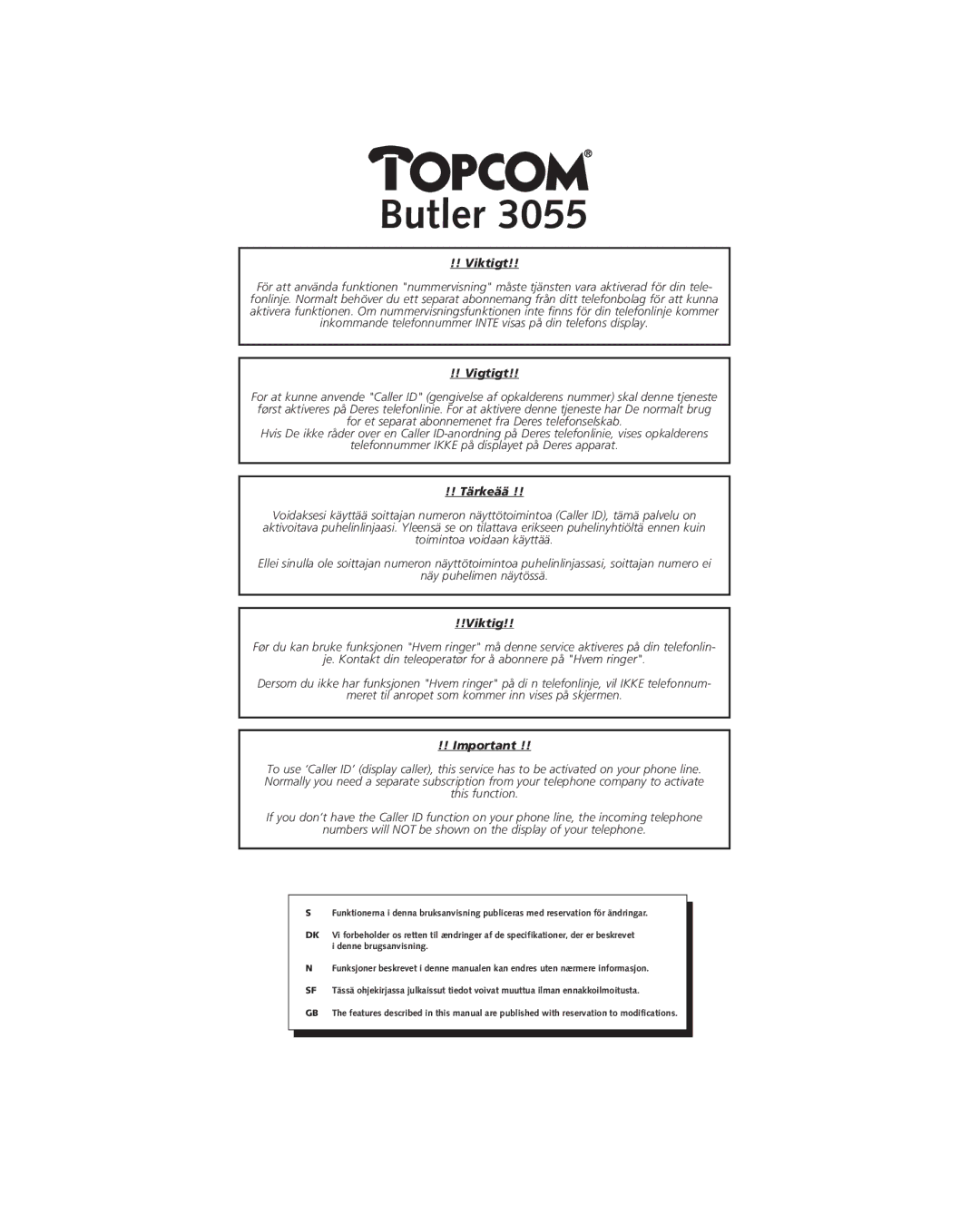 Topcom 3055 manual Butler 