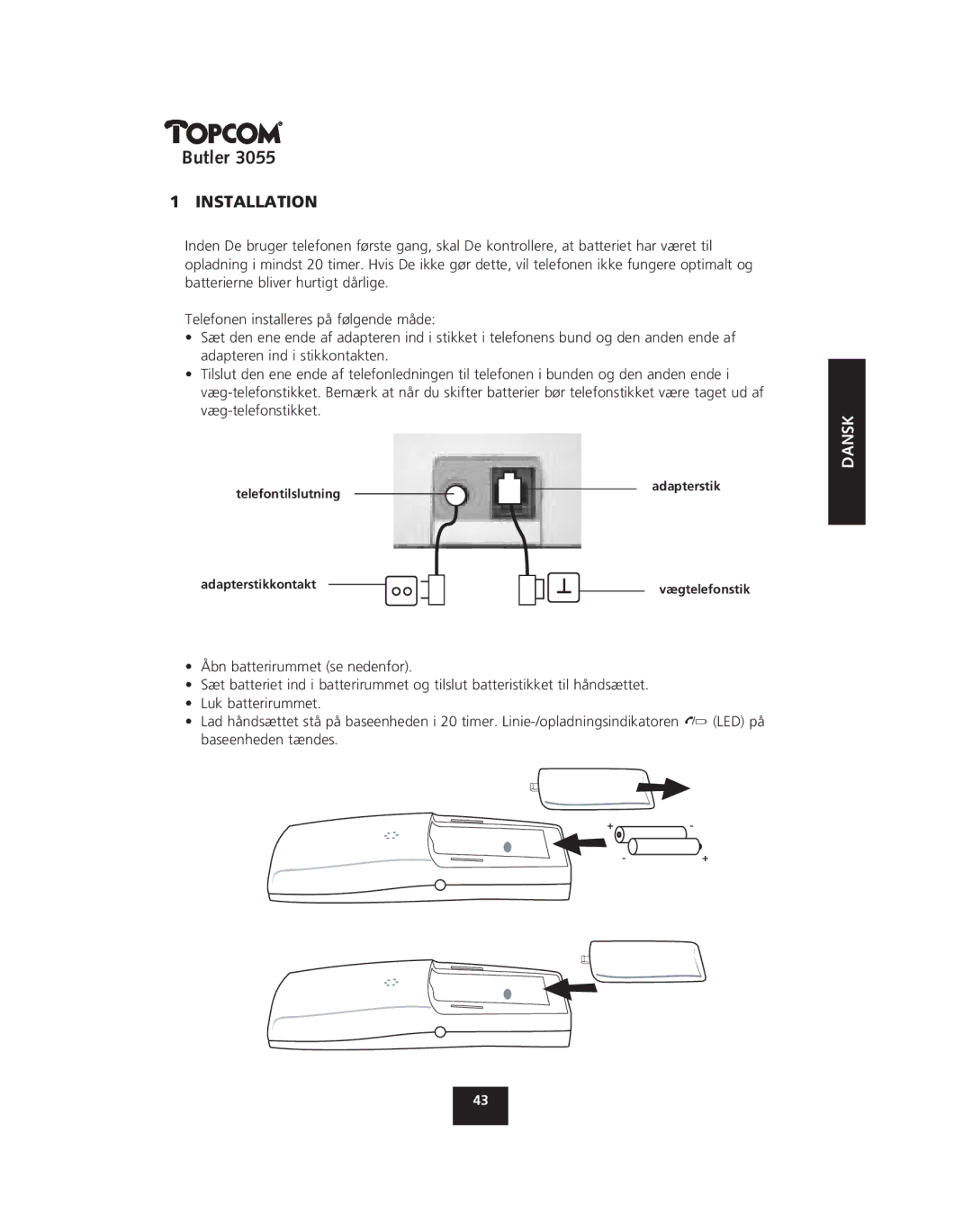 Topcom 3055 manual Installation 