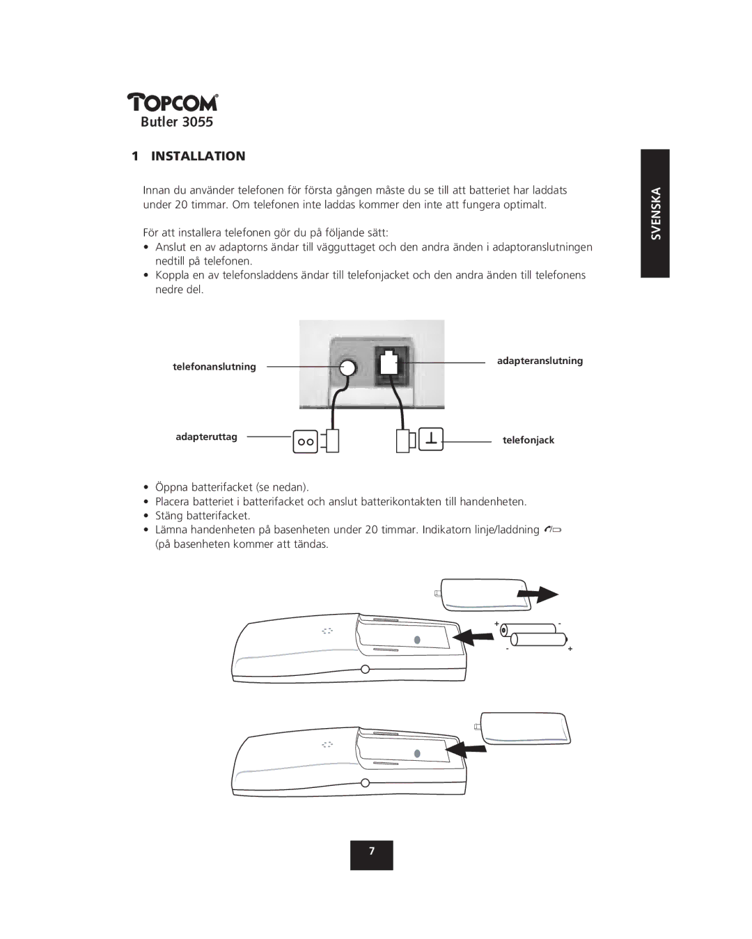 Topcom 3055 manual Installation 