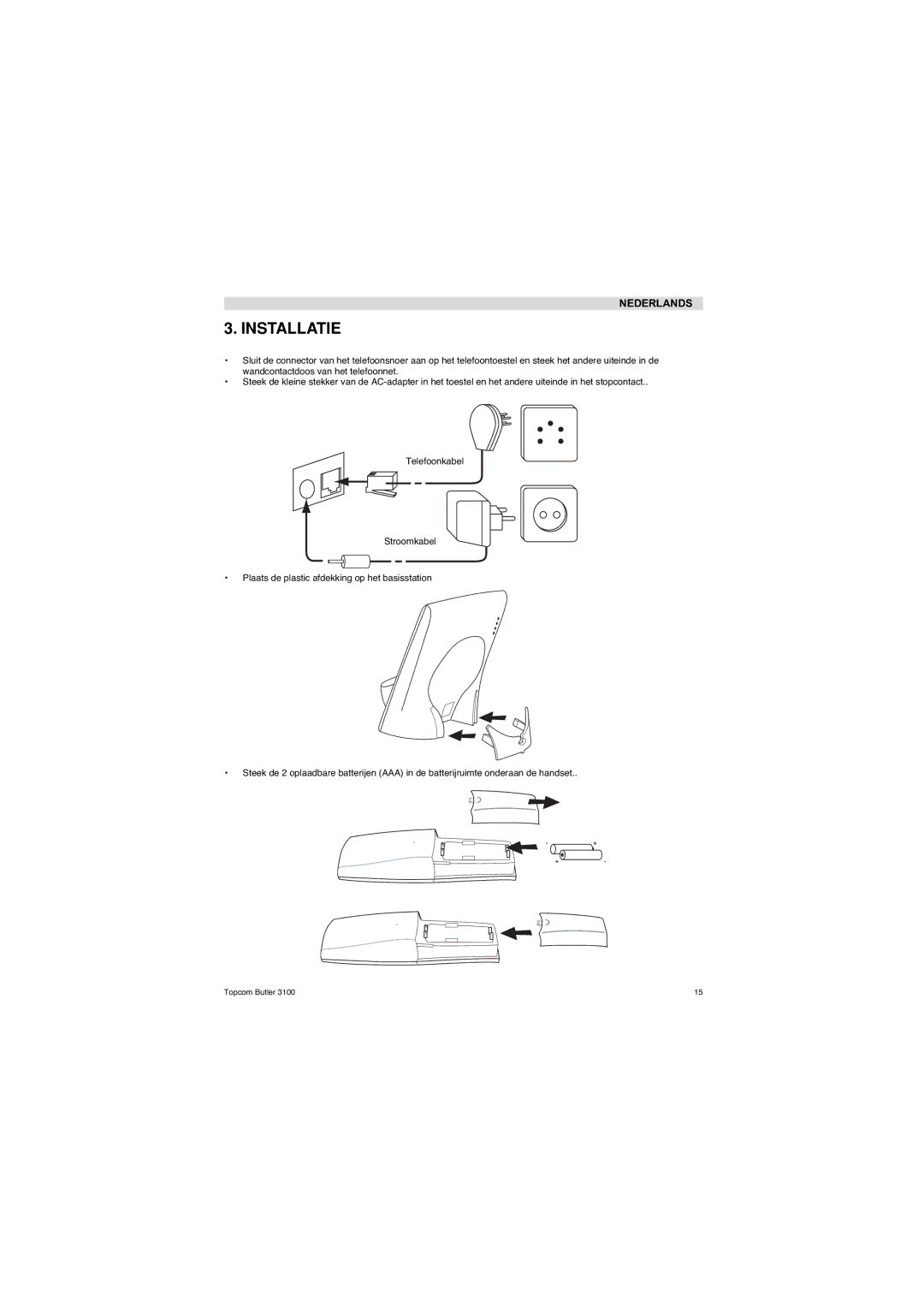 Topcom 3100 user manual Installatie 