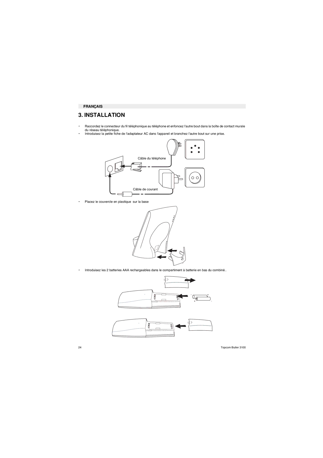 Topcom 3100 user manual Installation 