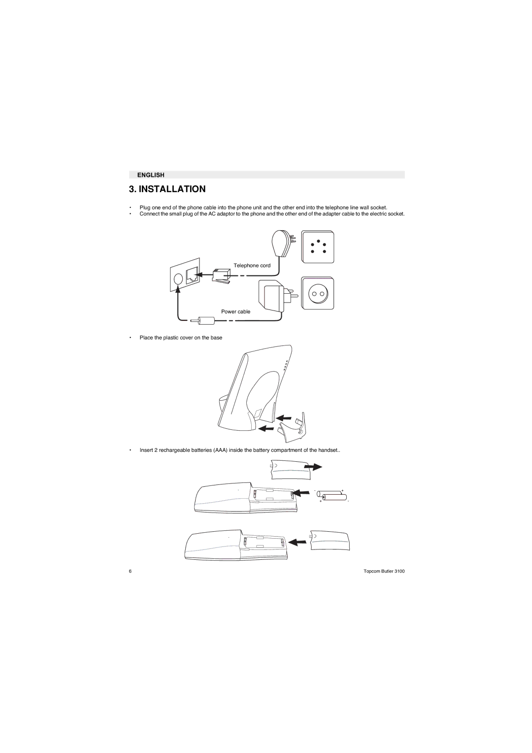 Topcom 3100 user manual Installation 