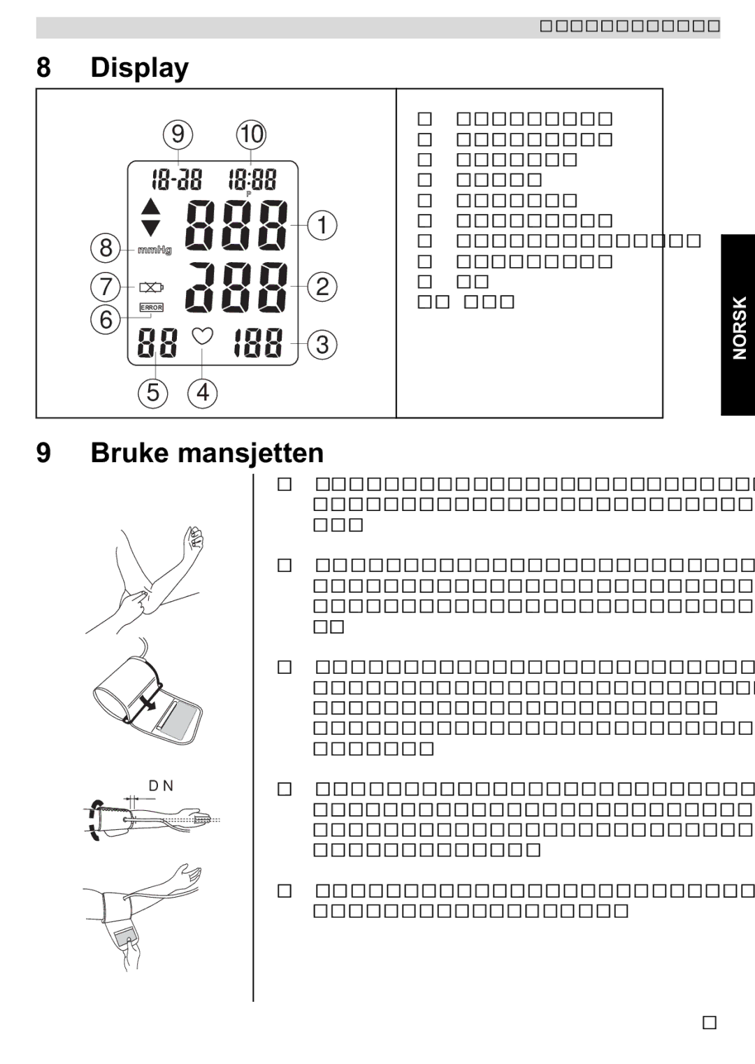 Topcom 3301 manual Display, Bruke mansjetten 