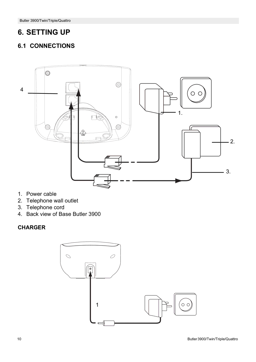 Topcom 3900 manual Setting UP, Connections 