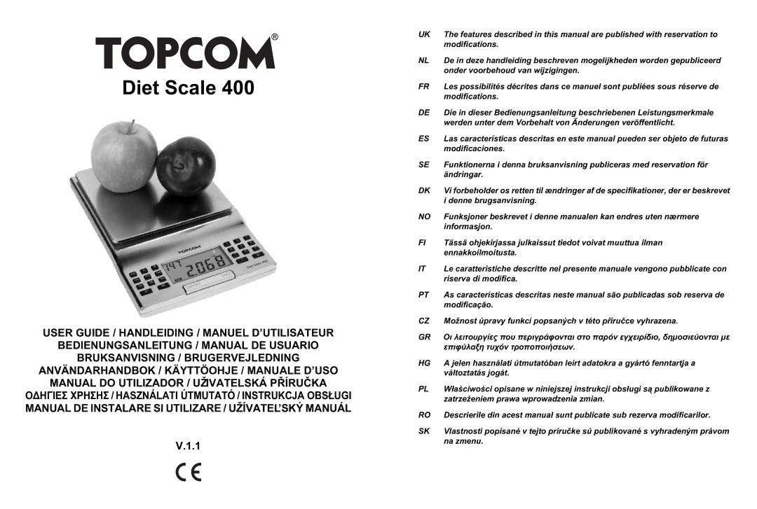 Topcom 400 manual do utilizador Diet Scale 