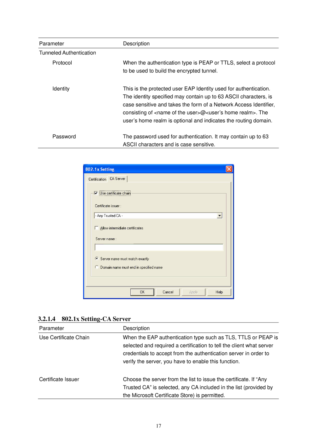 Topcom 4001G manual 1.4 802.1x Setting-CA Server 