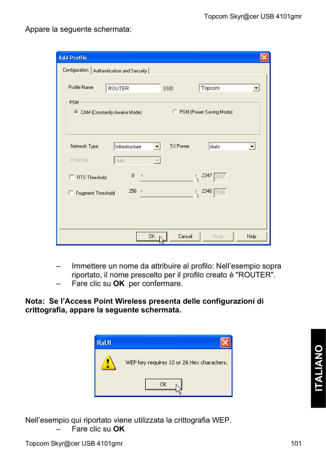 Topcom 4101GMR manual do utilizador Fare clic su OK per confermare 