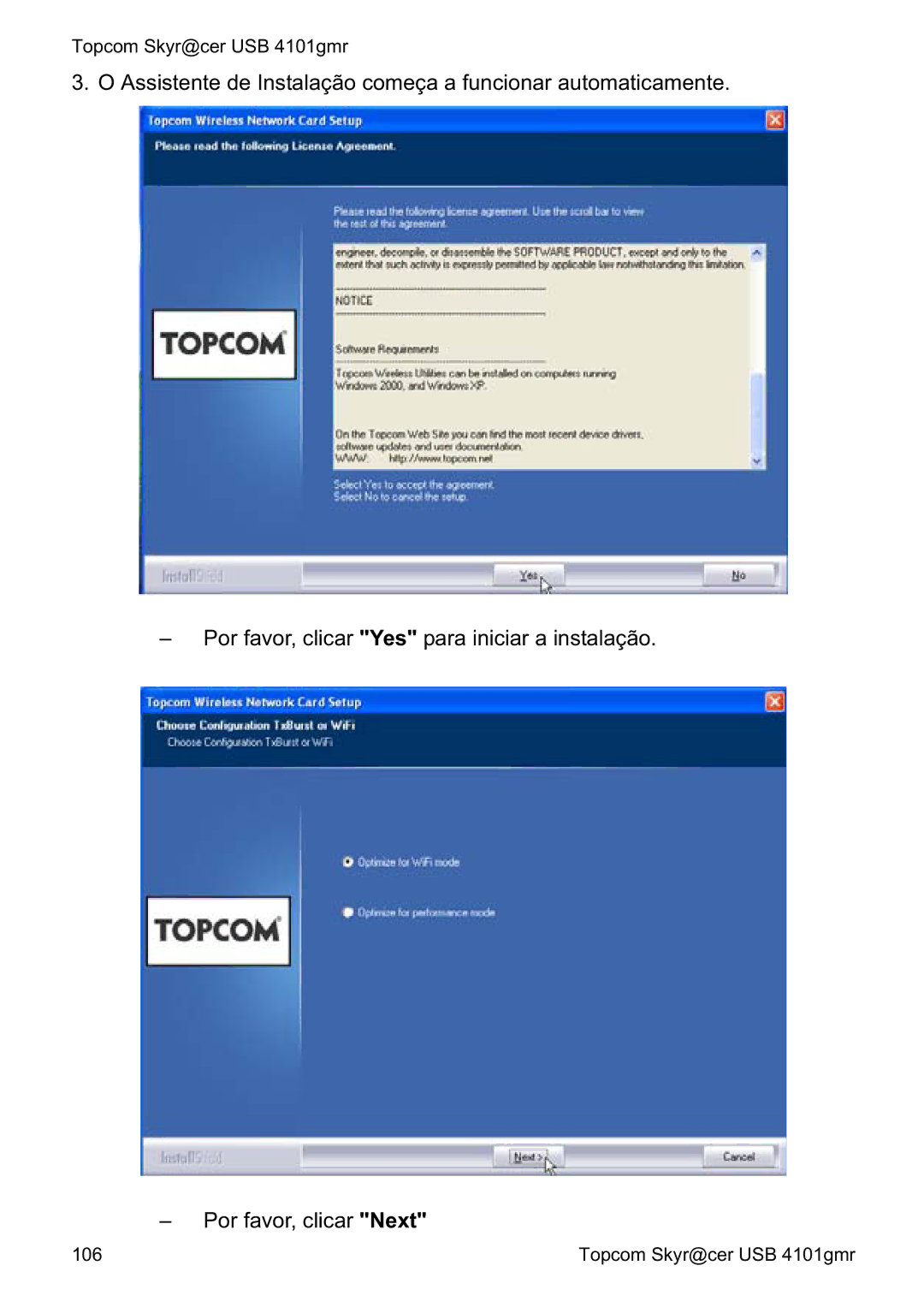 Topcom 4101GMR manual do utilizador Topcom Skyr@cer USB 4101gmr 