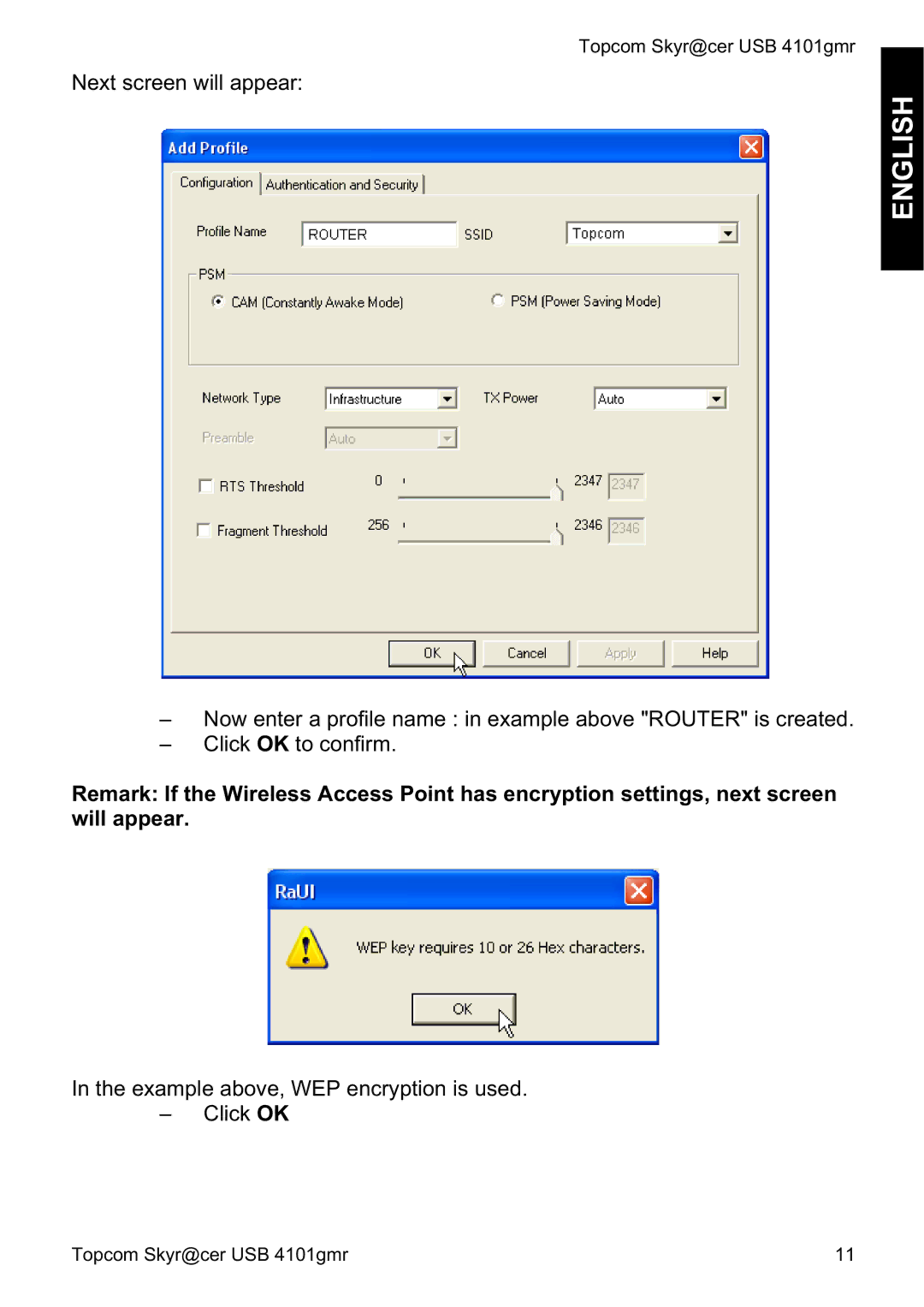 Topcom 4101GMR manual do utilizador Next screen will appear 