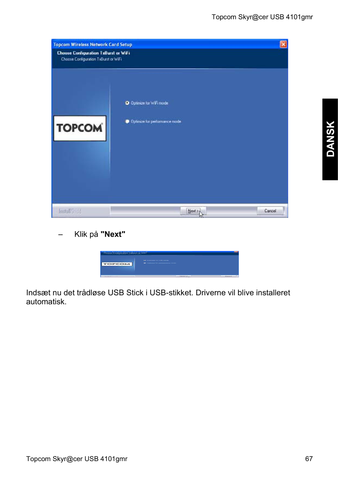 Topcom 4101GMR manual do utilizador Dansk 