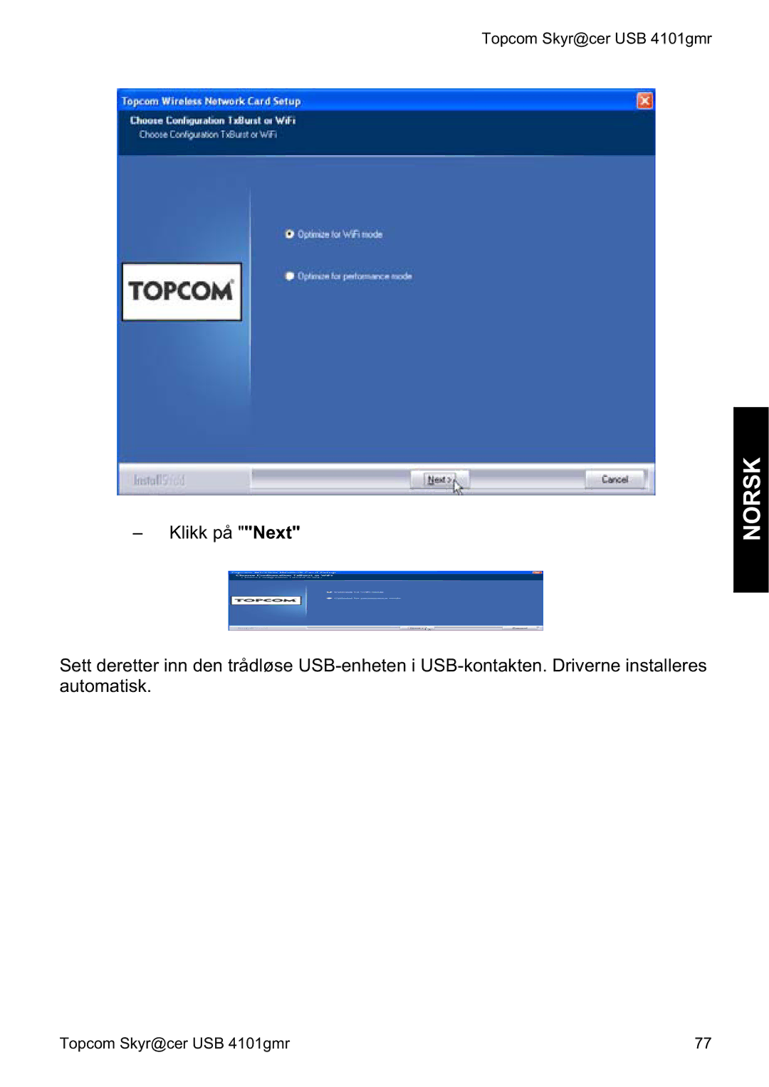 Topcom 4101GMR manual do utilizador Norsk 