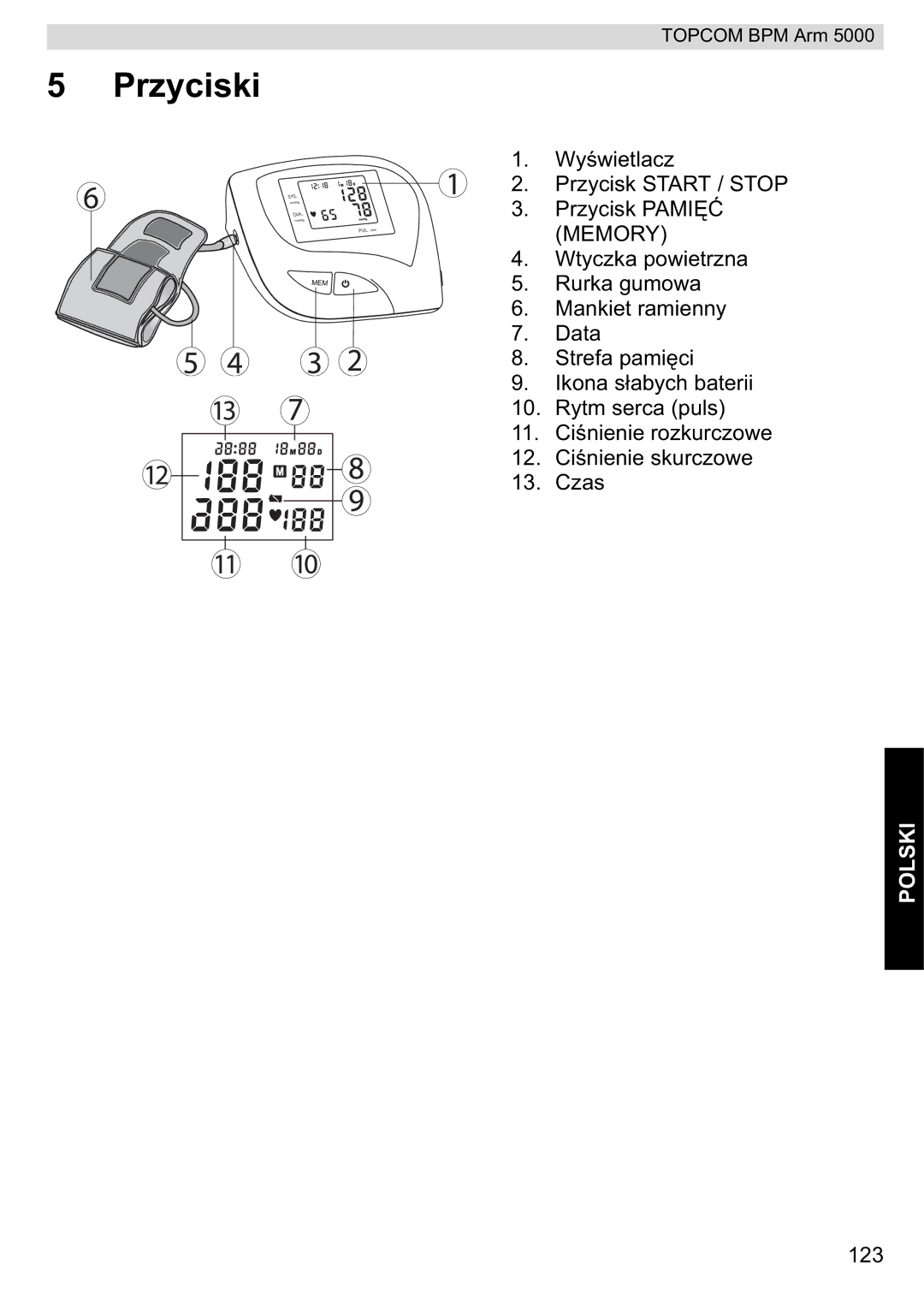 Topcom 5000 manual do utilizador Przyciski 