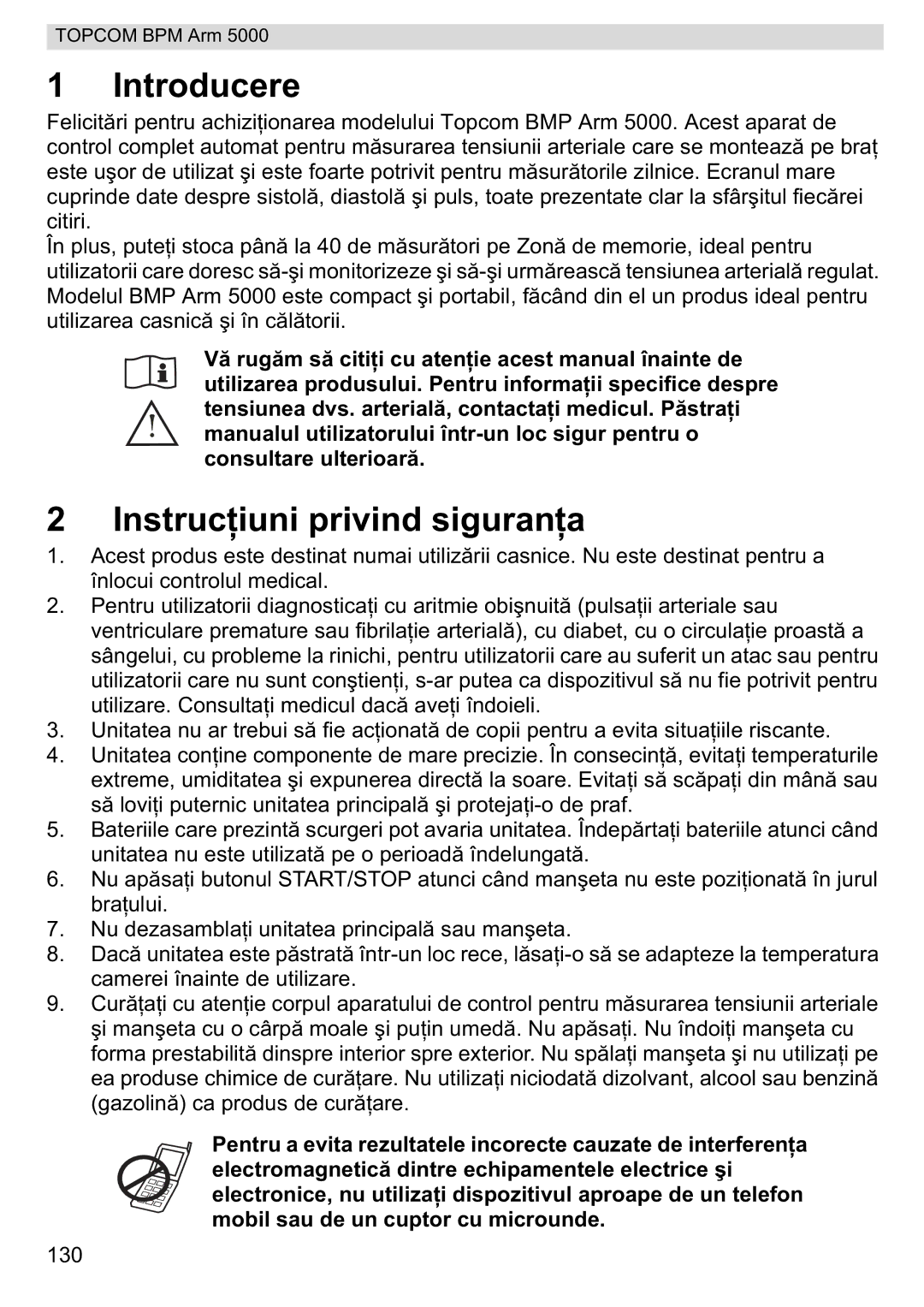 Topcom 5000 manual do utilizador Introducere, Instruc 