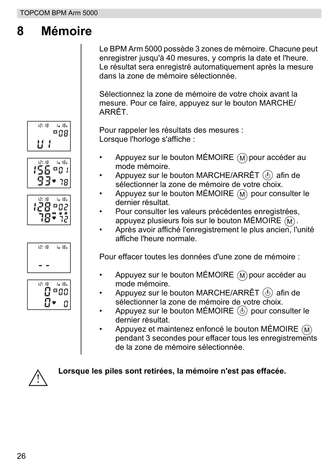 Topcom 5000 manual do utilizador Mémoire 