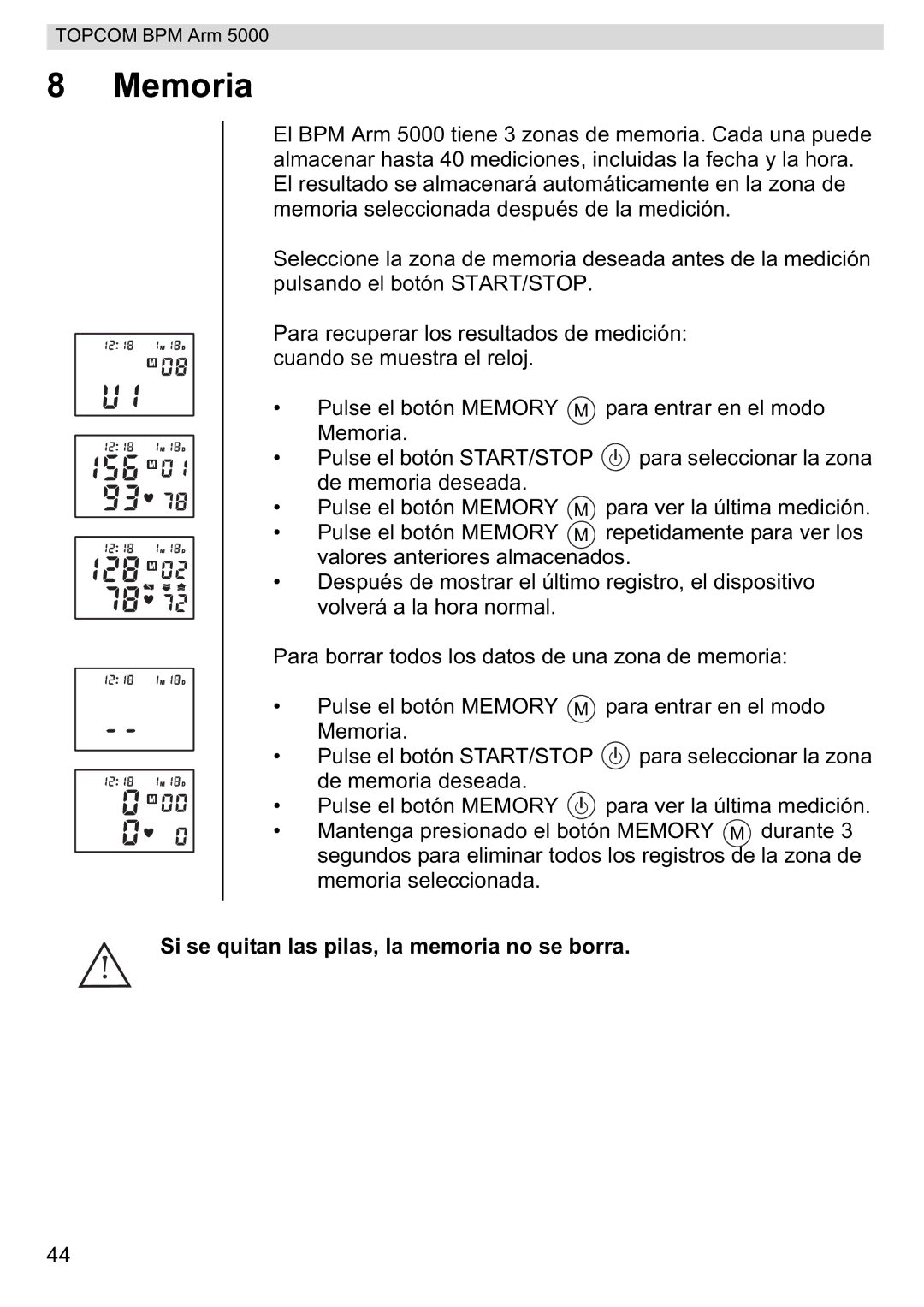 Topcom 5000 manual do utilizador Memoria 