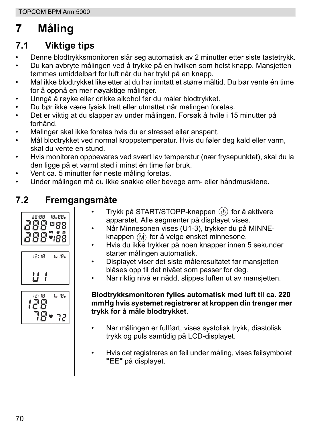 Topcom 5000 manual do utilizador Viktige tips, Fremgangsmåte 