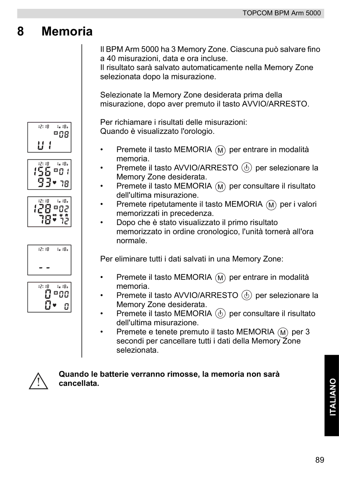 Topcom 5000 manual do utilizador Per selezionare la 