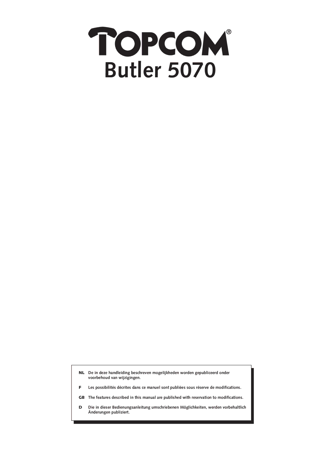 Topcom 5070 manual Butler 