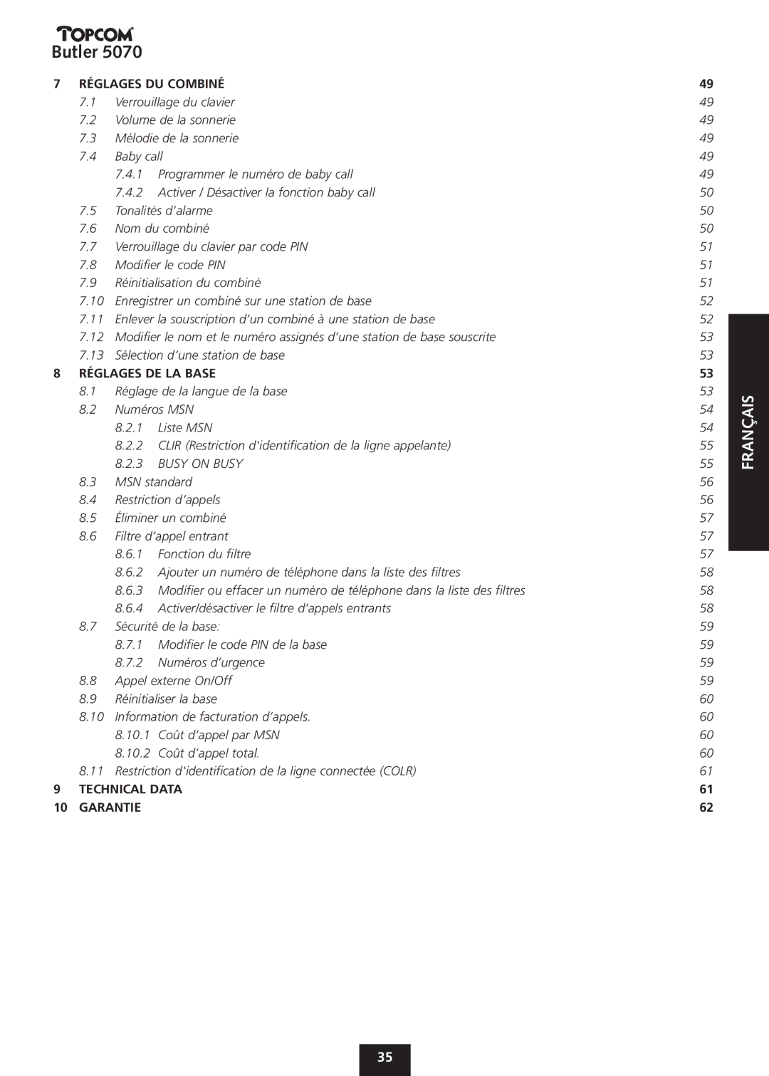 Topcom 5070 manual Français 