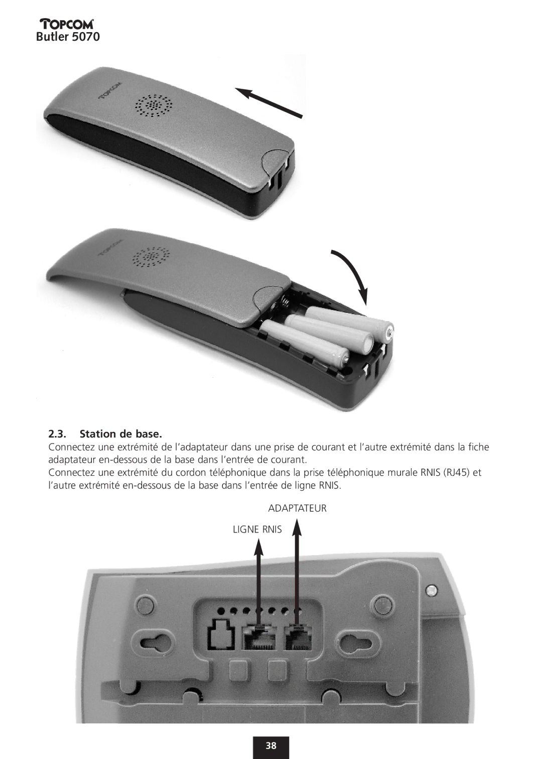 Topcom 5070 manual Station de base 