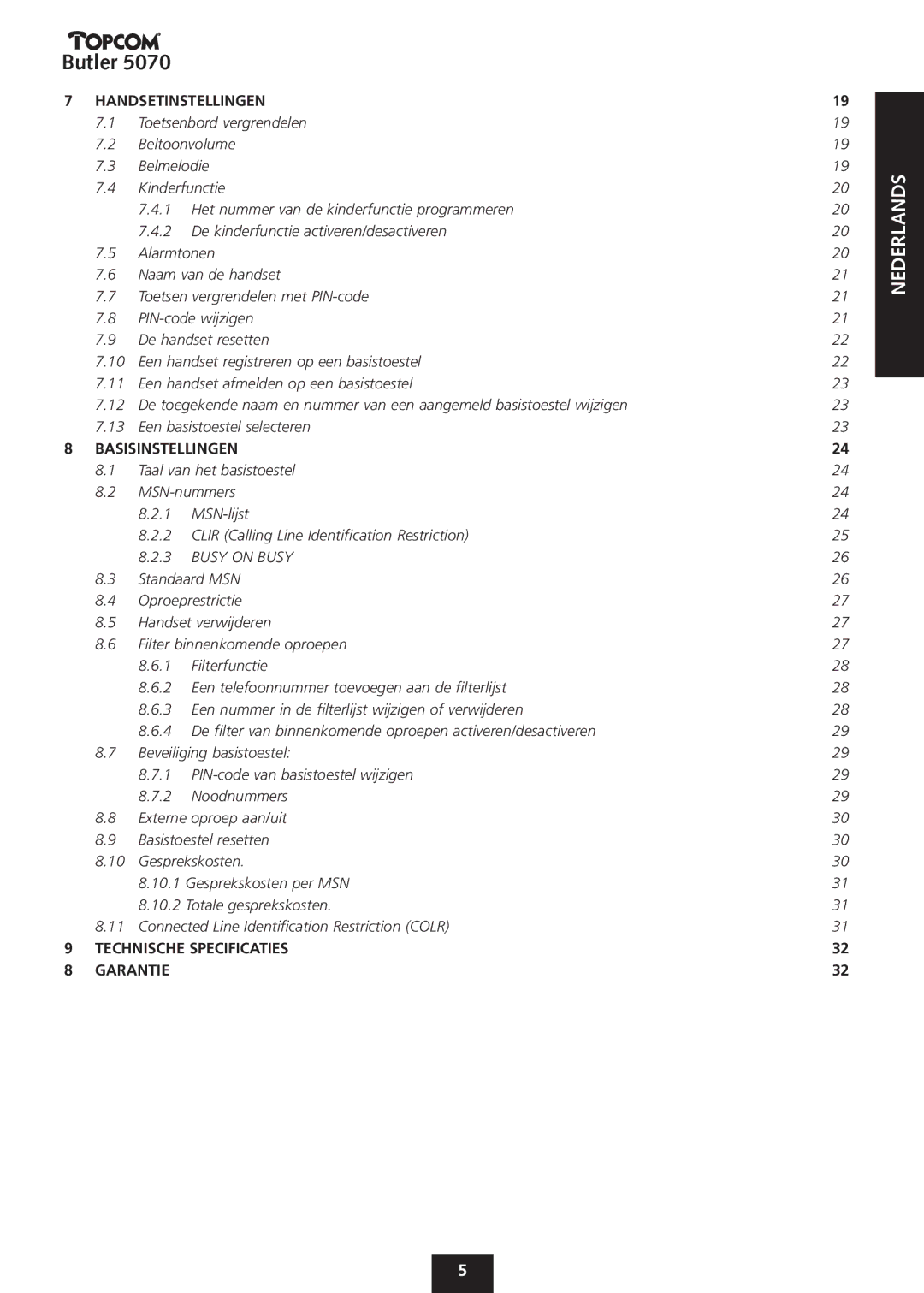 Topcom 5070 manual Nederlands 