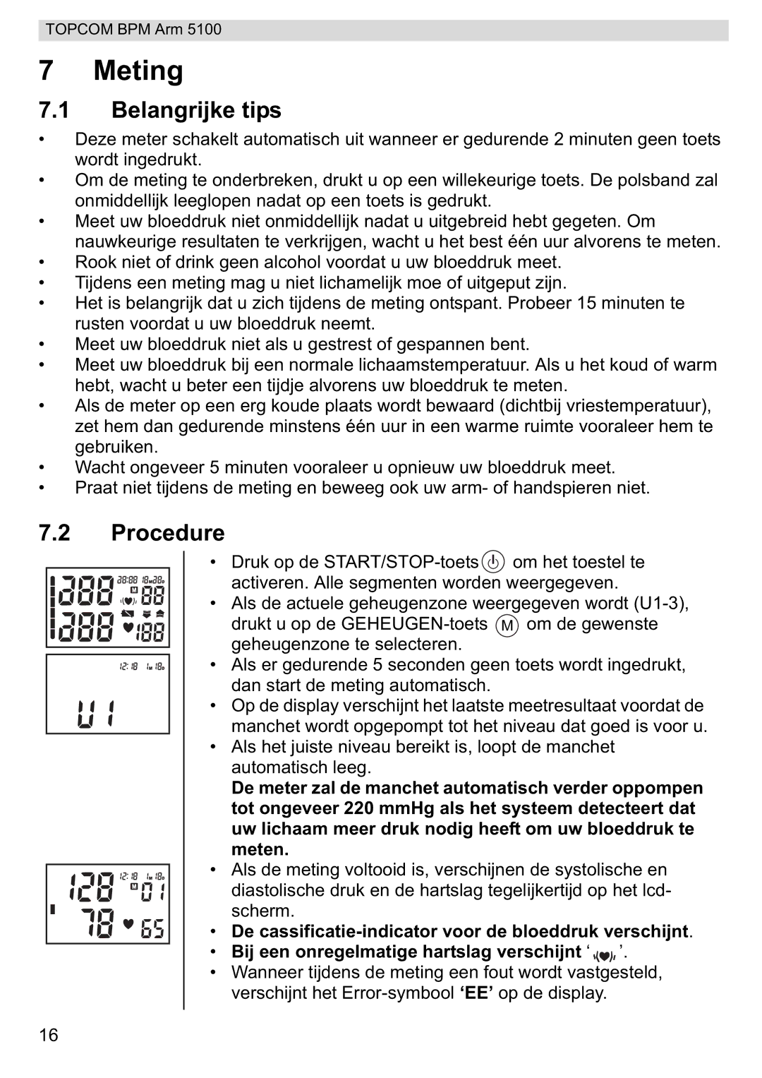 Topcom 5100 WHO manual do utilizador Meting, Belangrijke tips 