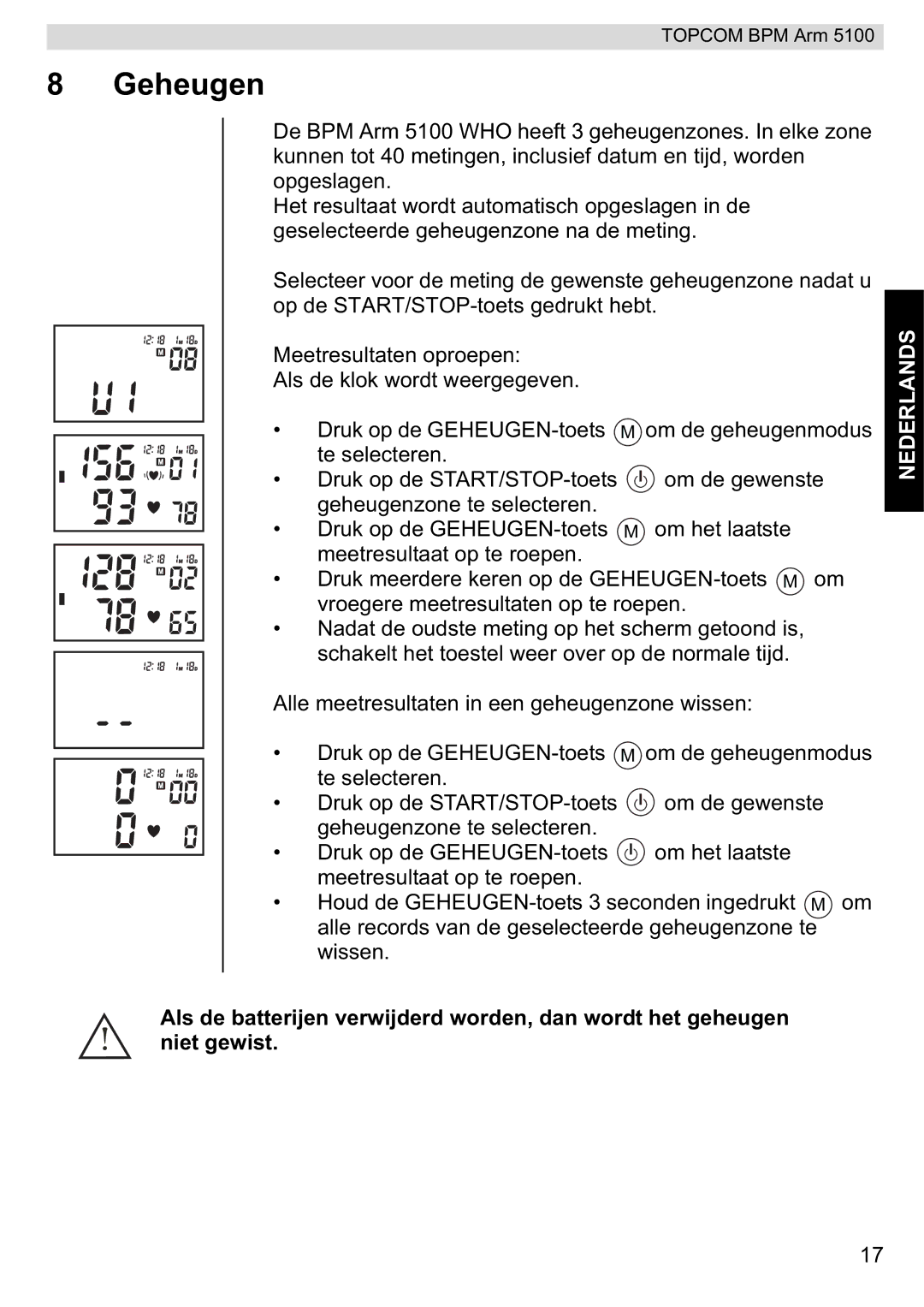 Topcom 5100 WHO manual do utilizador Geheugen 