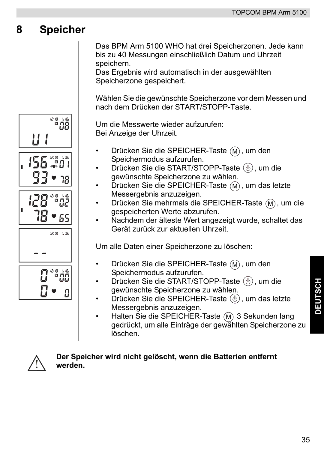 Topcom 5100 WHO manual do utilizador Speicher 