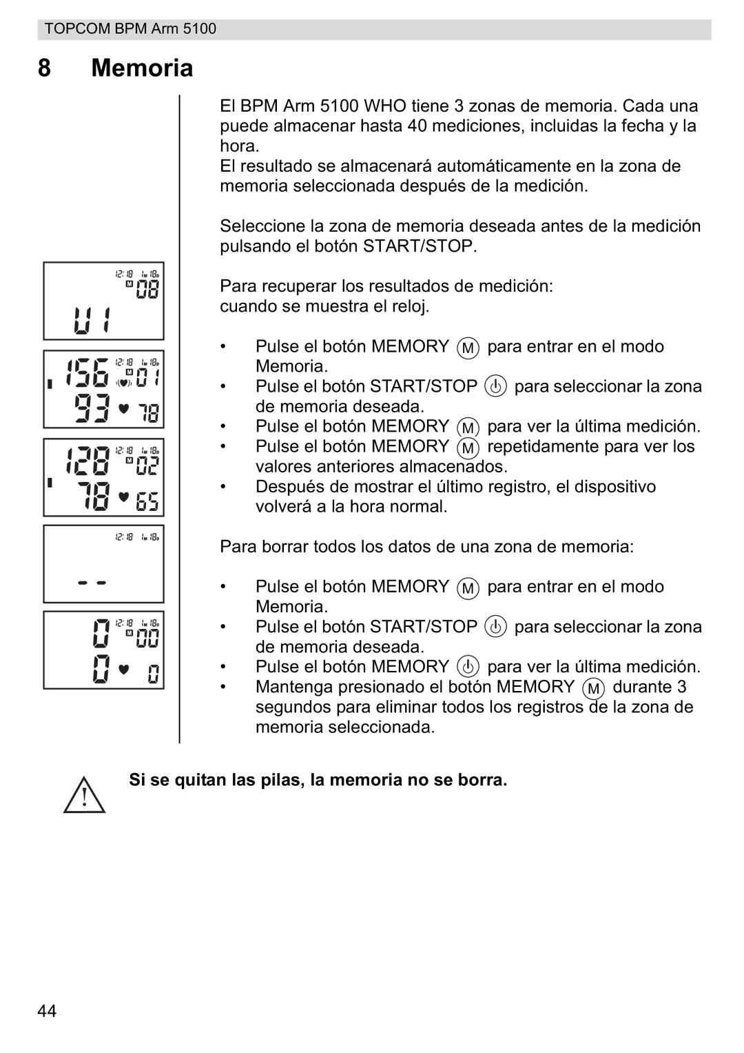 Topcom 5100 WHO manual do utilizador Memoria 