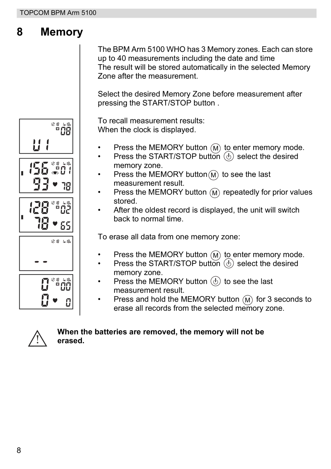 Topcom 5100 WHO manual do utilizador Memory 