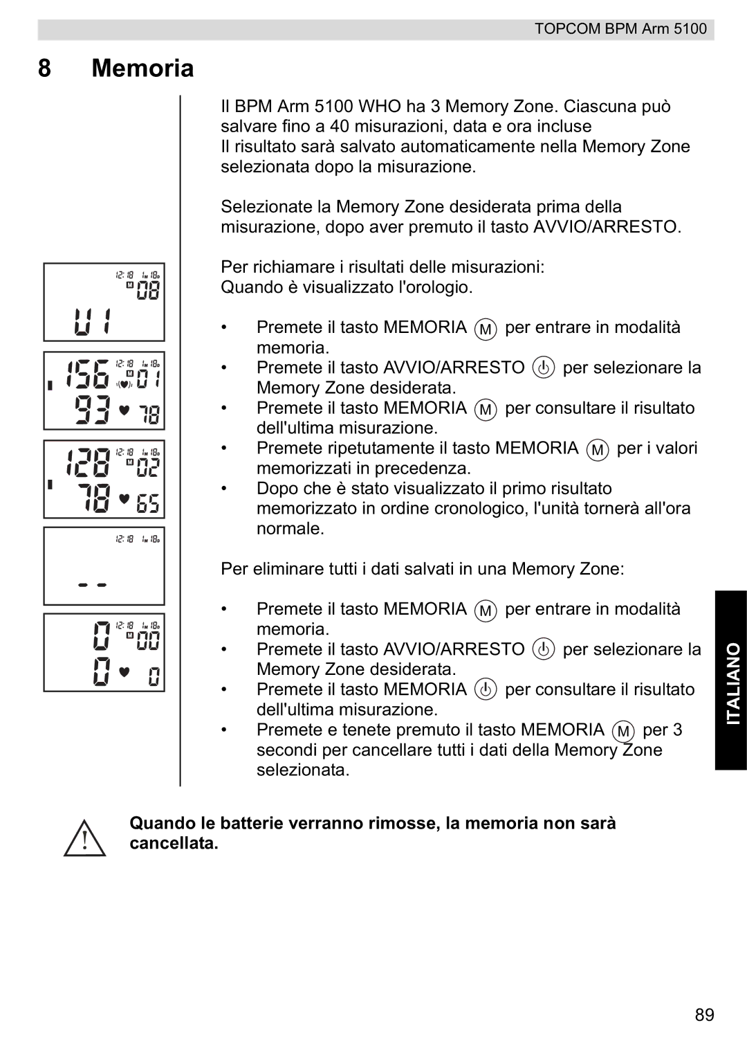 Topcom 5100 WHO manual do utilizador Per selezionare la 