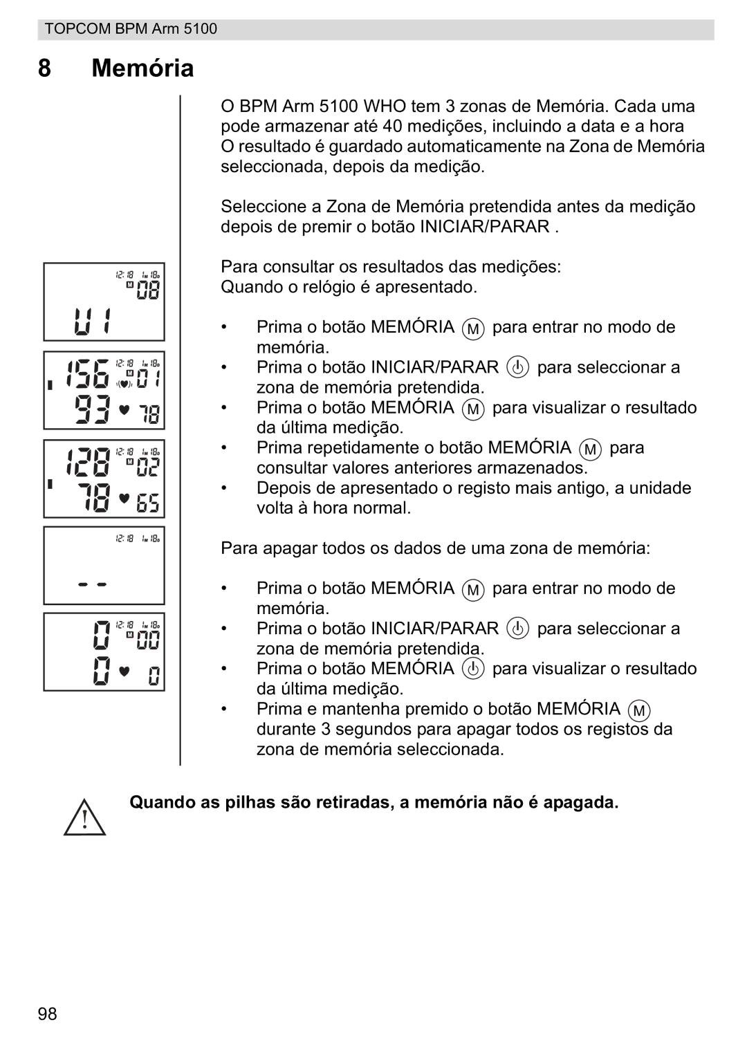 Topcom 5100 WHO manual do utilizador Memória 