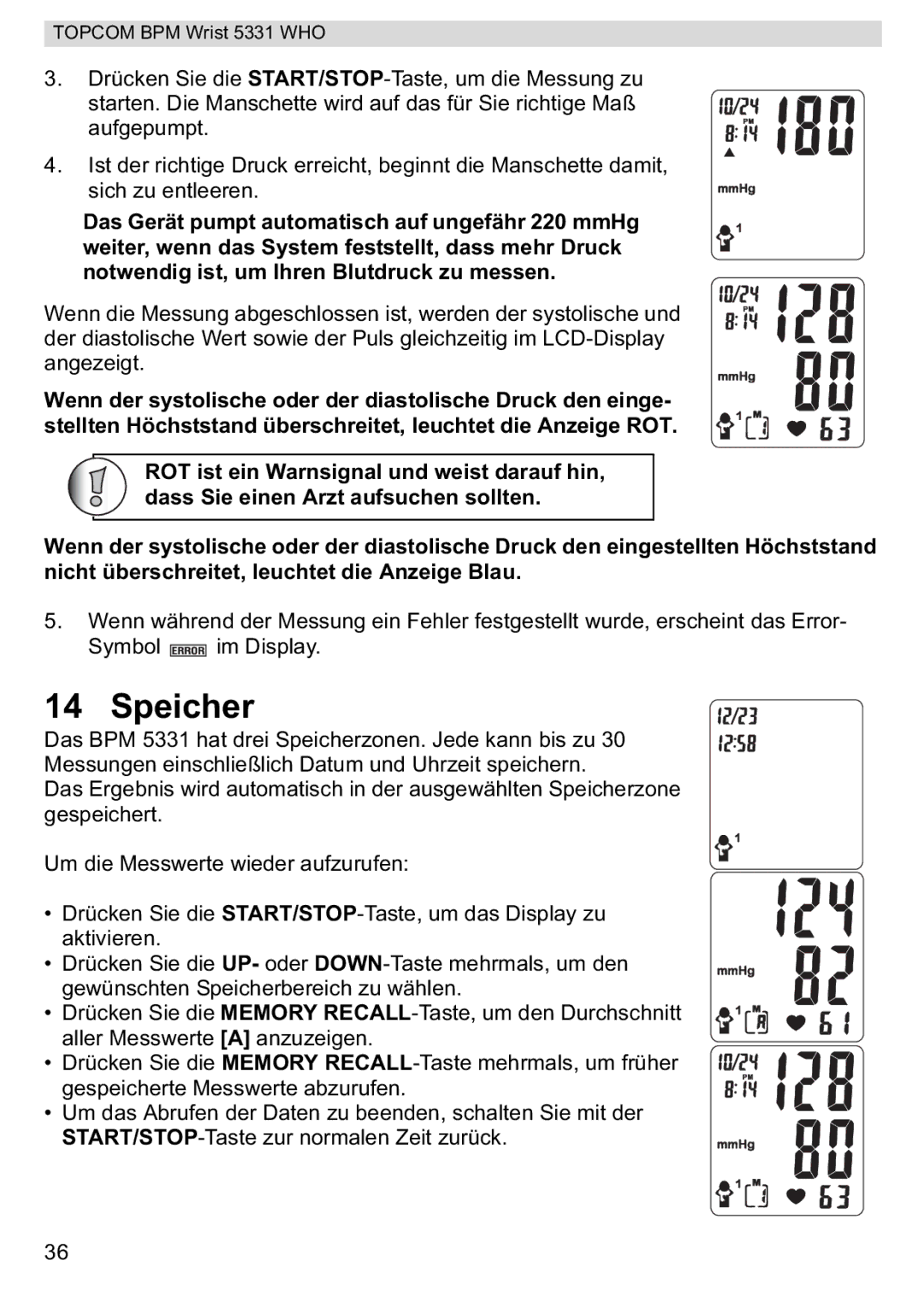 Topcom 5331 WHO manual Speicher 