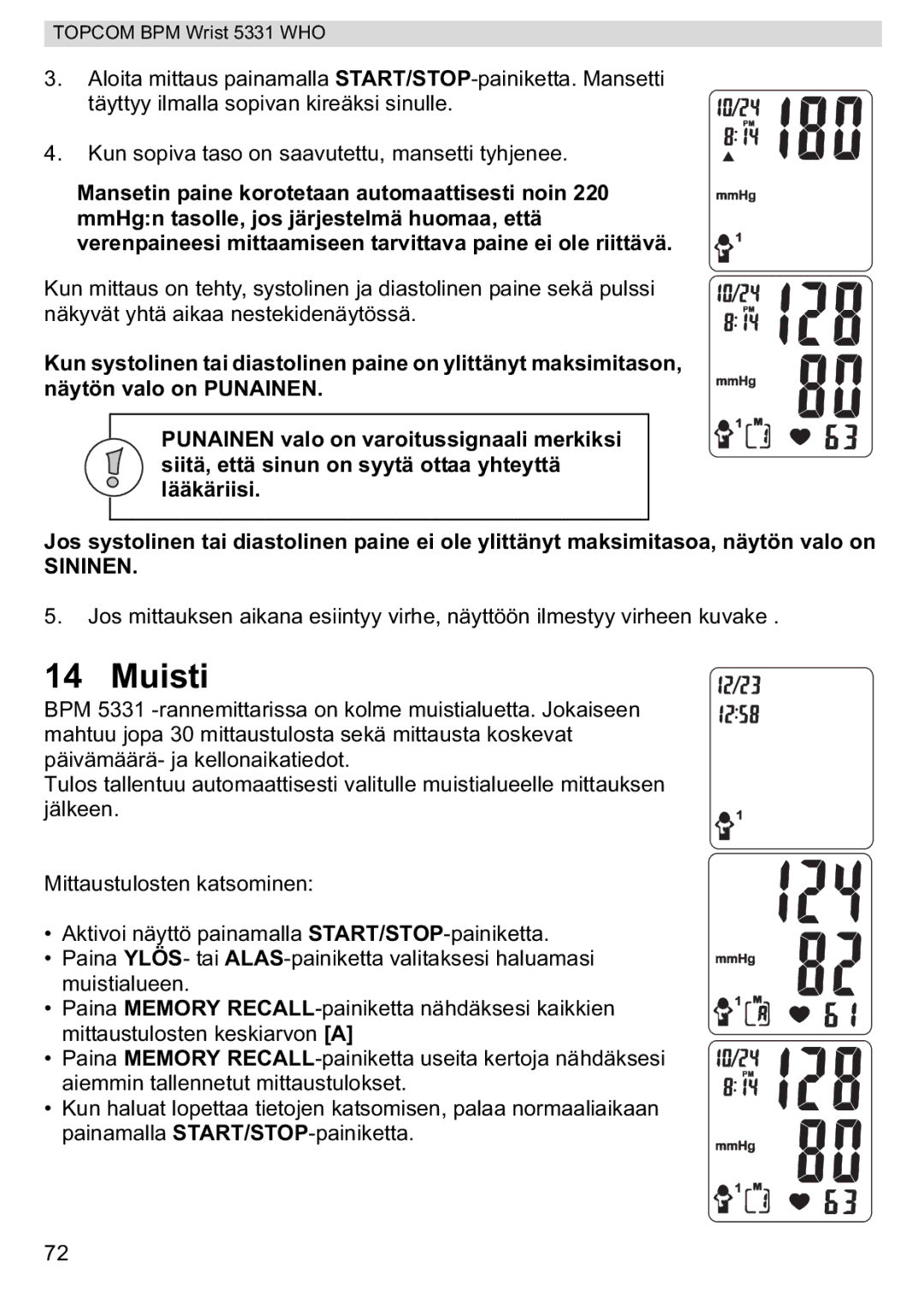 Topcom 5331 WHO manual Muisti 