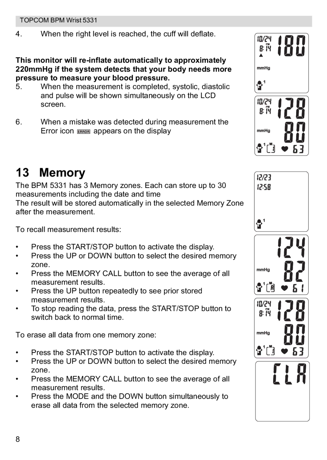 Topcom 5331 manual Memory 