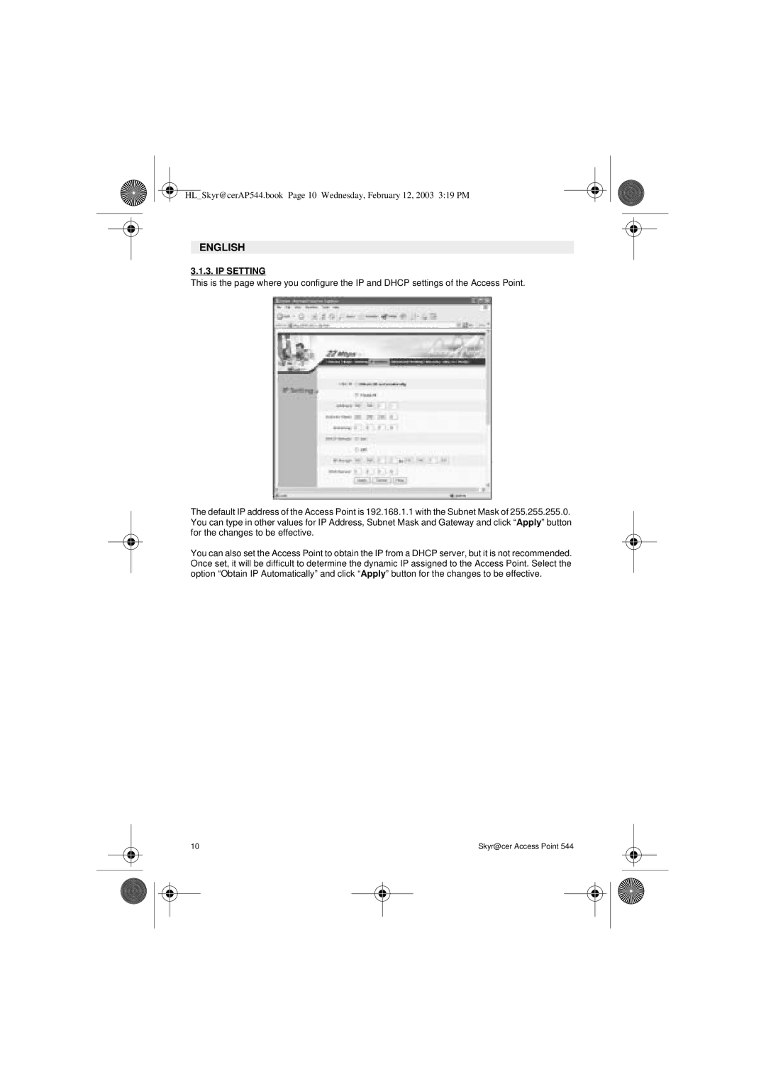 Topcom 544 manual IP Setting 