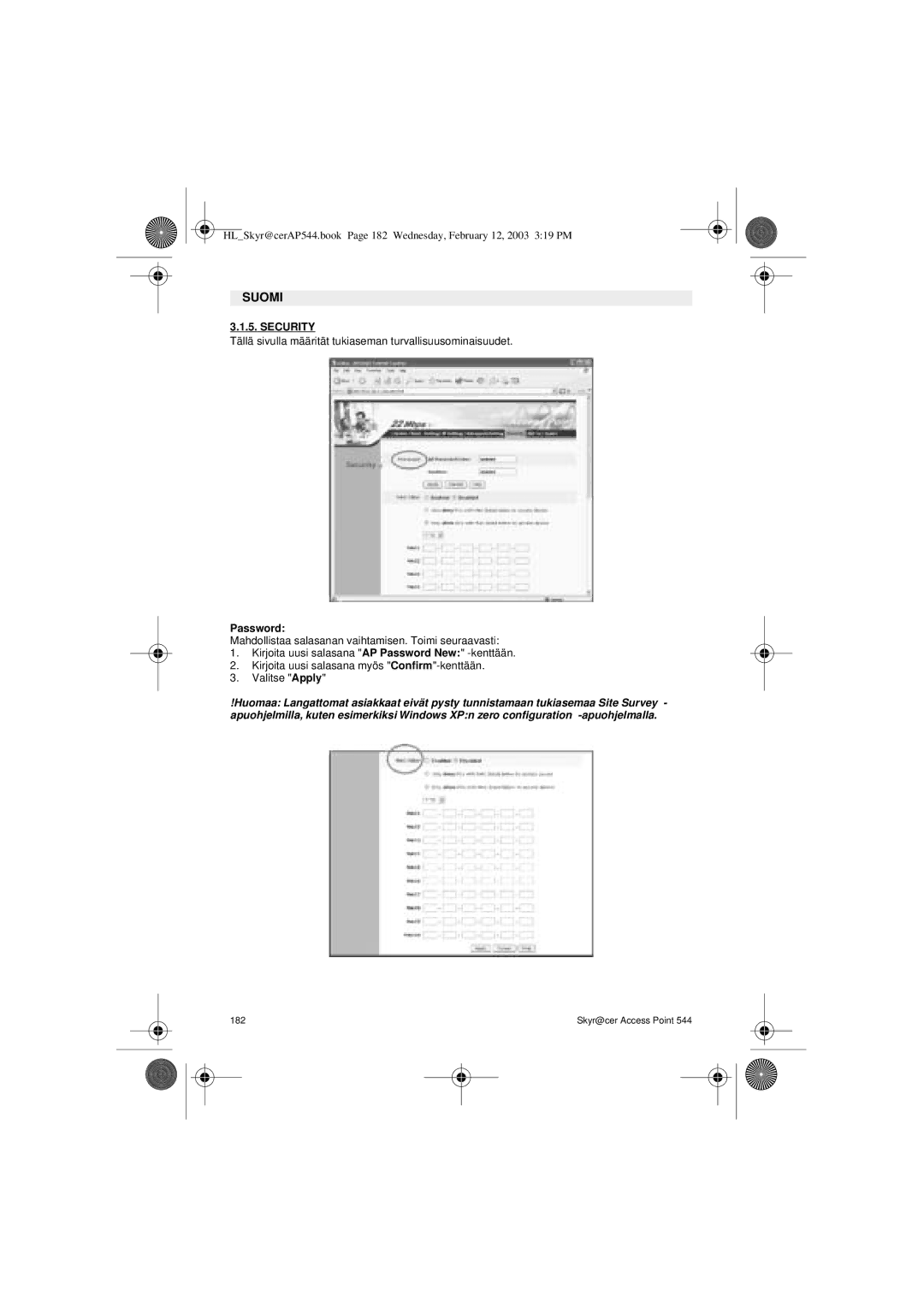 Topcom 544 manual Tällä sivulla määrität tukiaseman turvallisuusominaisuudet 