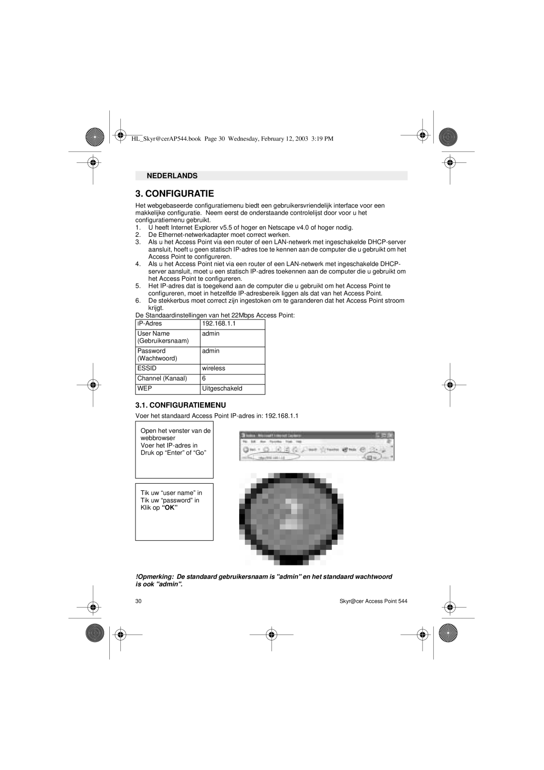 Topcom 544 manual Configuratiemenu 