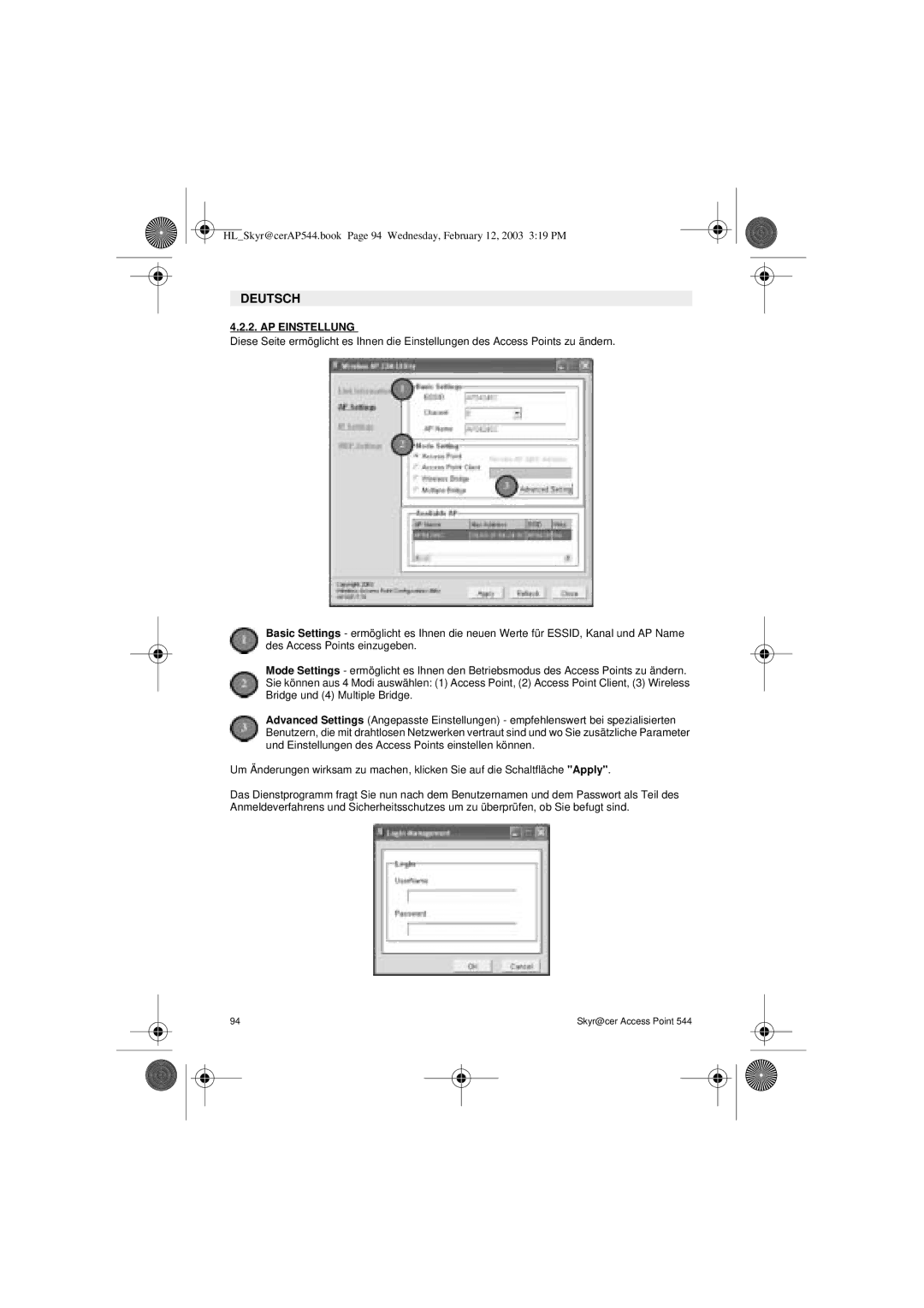 Topcom 544 manual AP Einstellung 