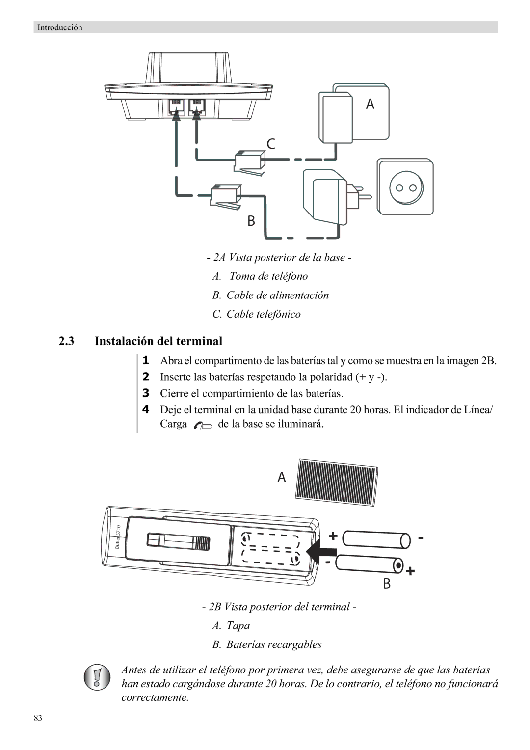 Topcom 5710 manual Instalación del terminal 