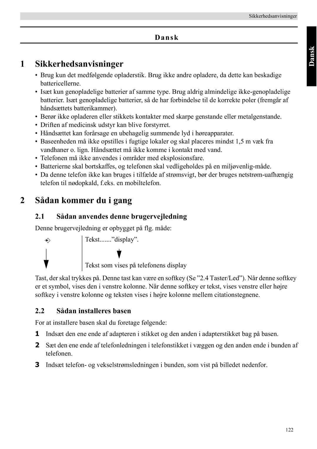 Topcom 5710 manual Sikkerhedsanvisninger, Sådan kommer du i gang, Dansk, Sådan anvendes denne brugervejledning 