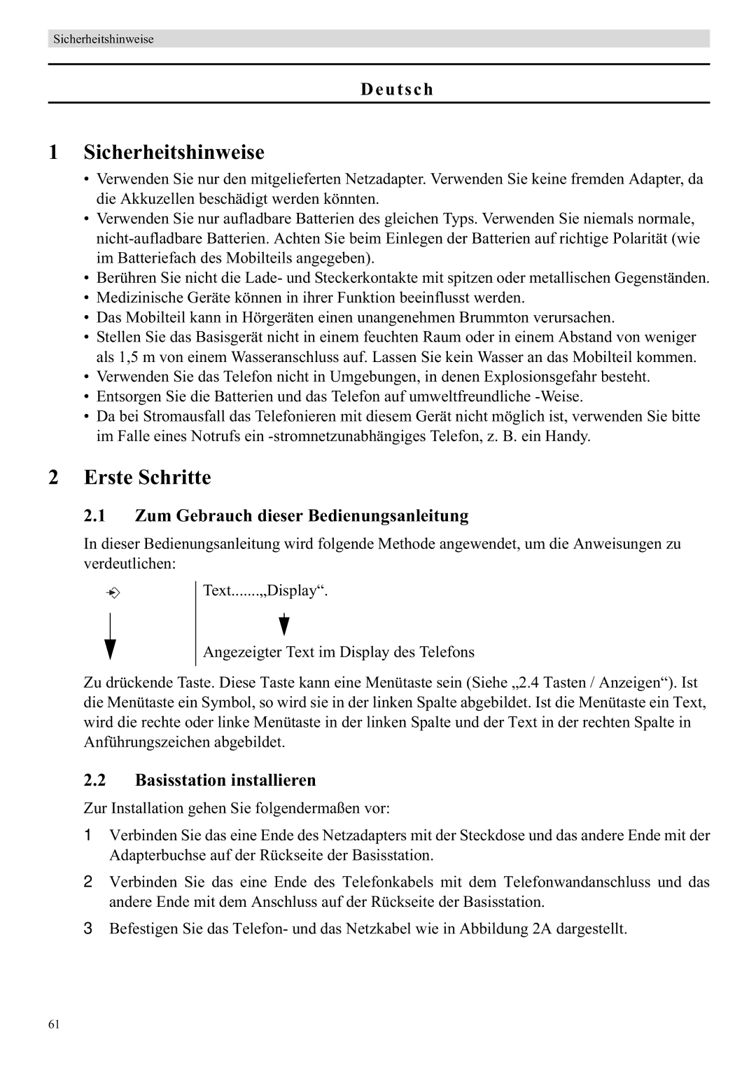 Topcom 5710 manual Sicherheitshinweise, Erste Schritte, Deutsch, Zum Gebrauch dieser Bedienungsanleitung 