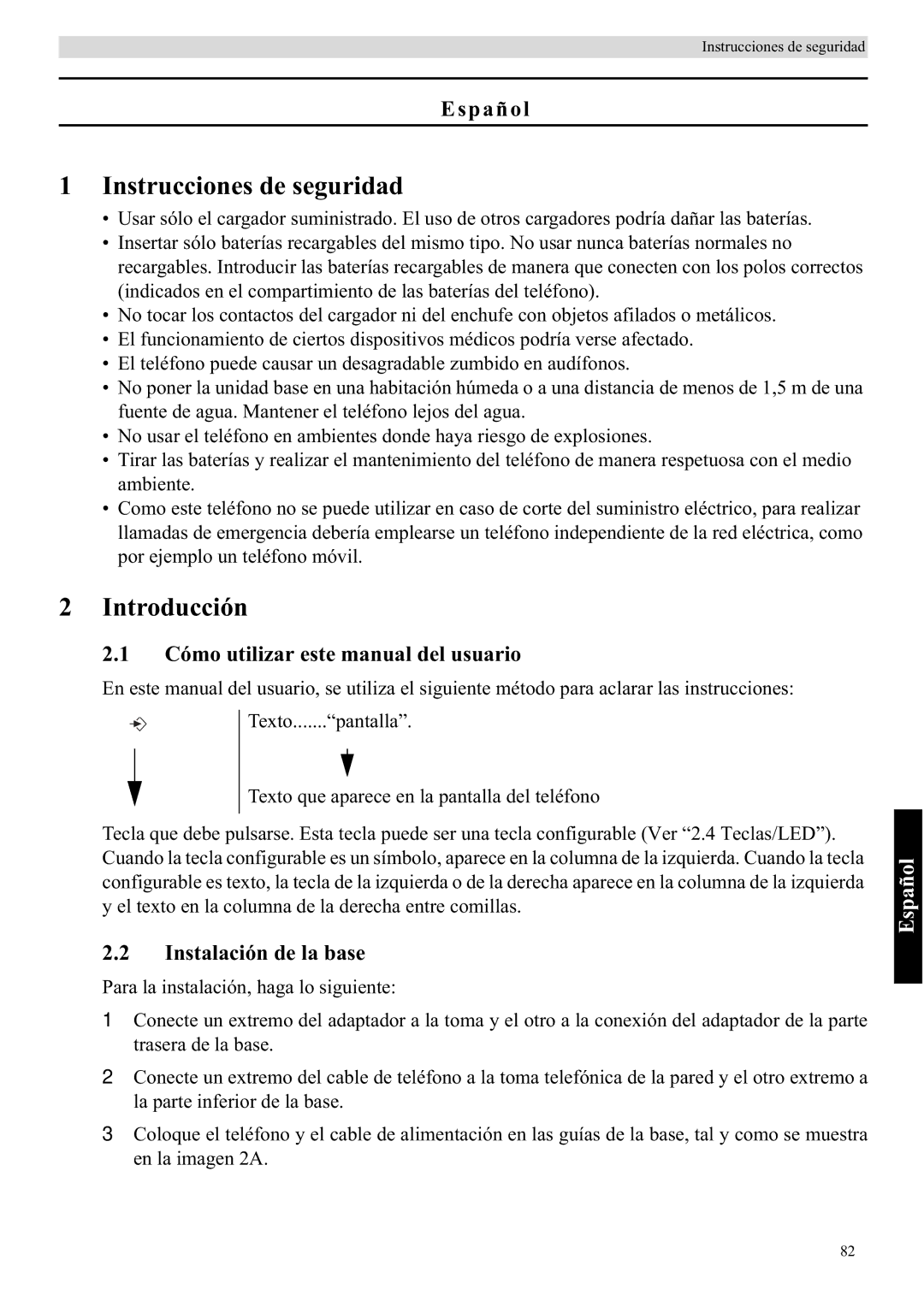 Topcom 5710 Instrucciones de seguridad, Introducción, Español, Cómo utilizar este manual del usuario 