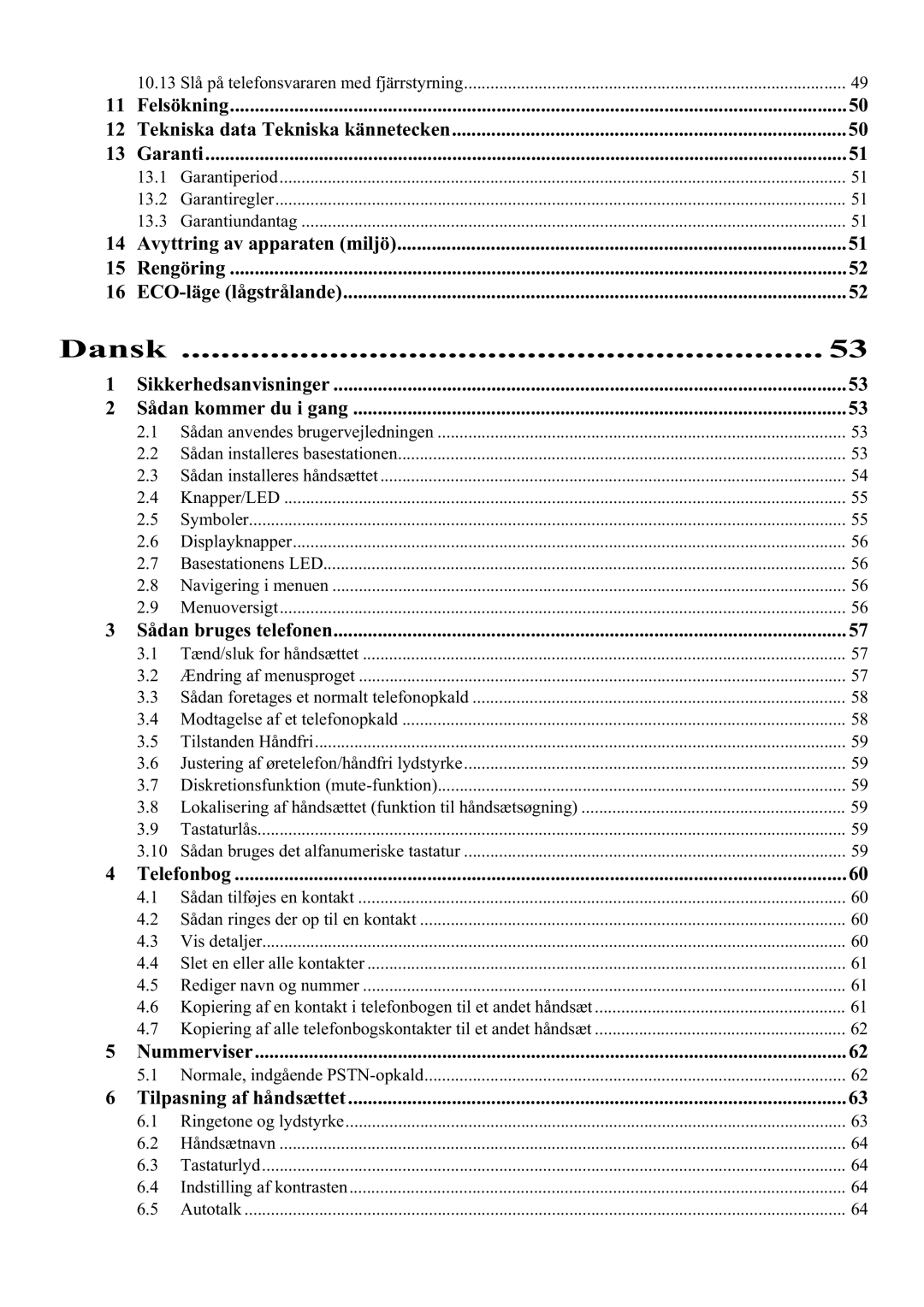 Topcom 5750 manual Dansk 