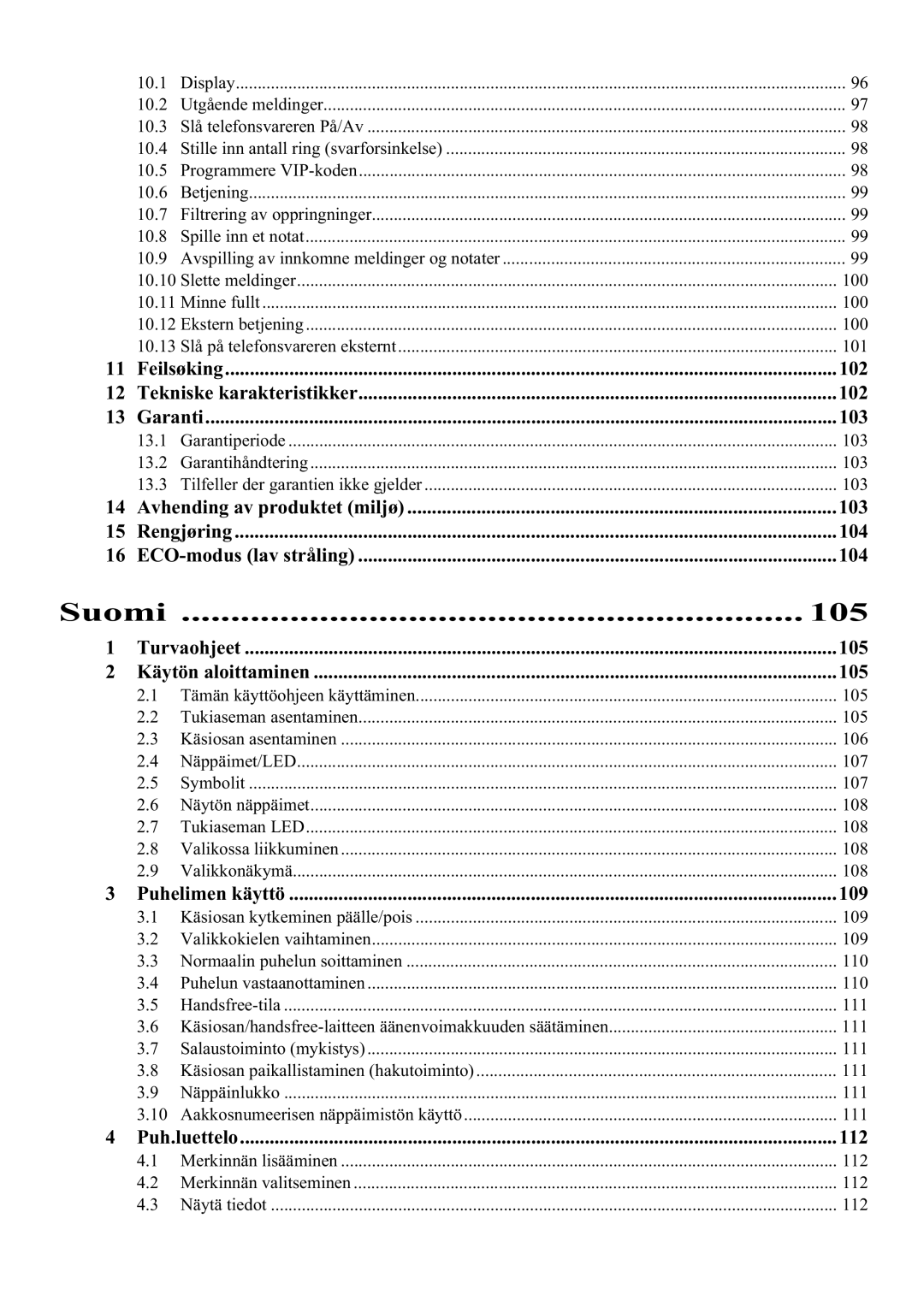 Topcom 5750 manual Suomi 105 