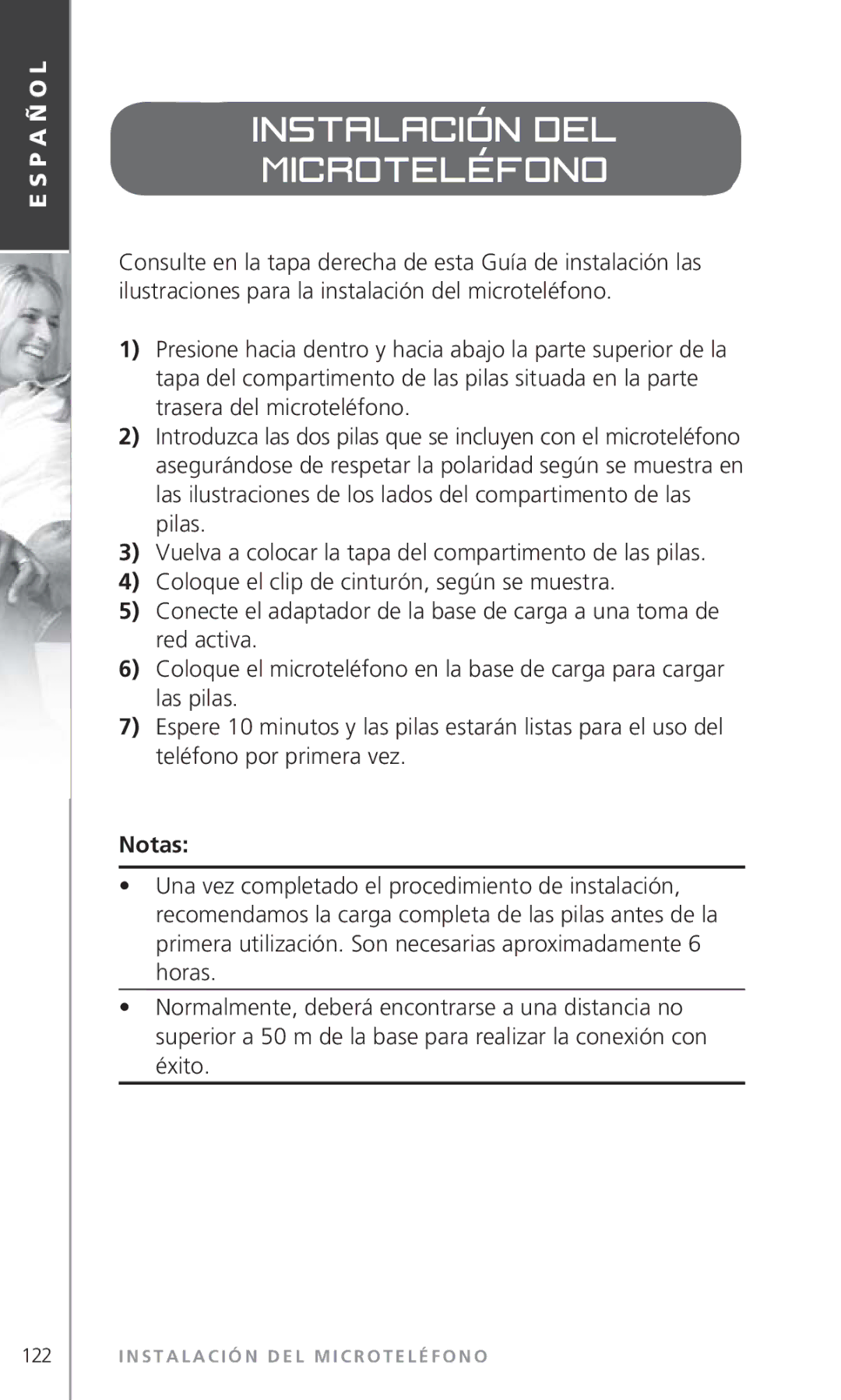 Topcom 6000 manual Instalación del microteléfono, Notas 