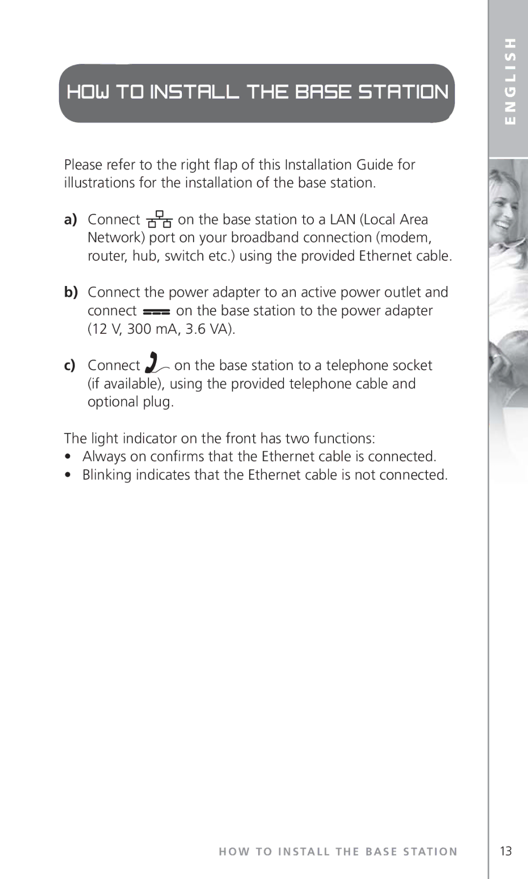 Topcom 6000 manual How to install the base station 