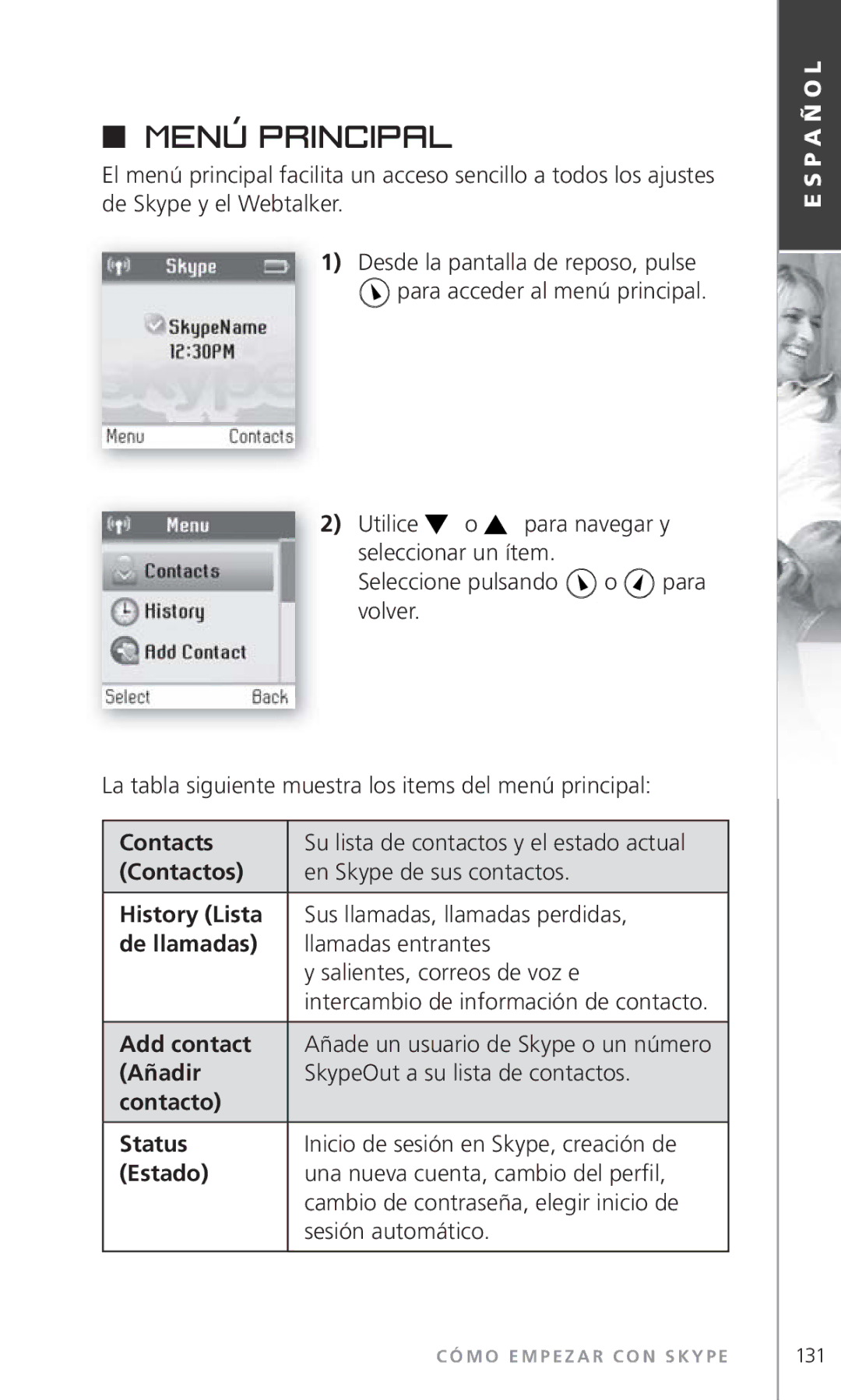 Topcom 6000 manual Menú principal 